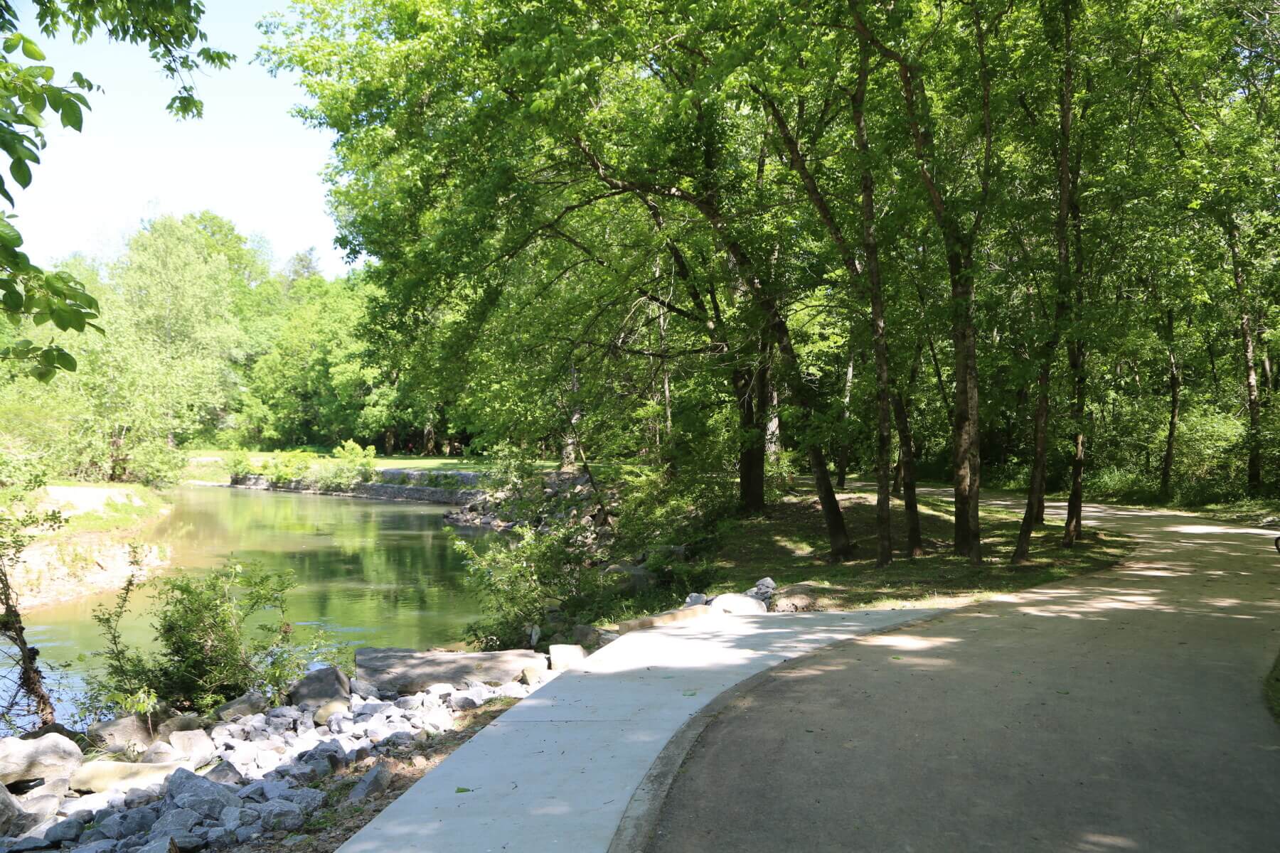 a bridge over a river at the Springfield Greenway