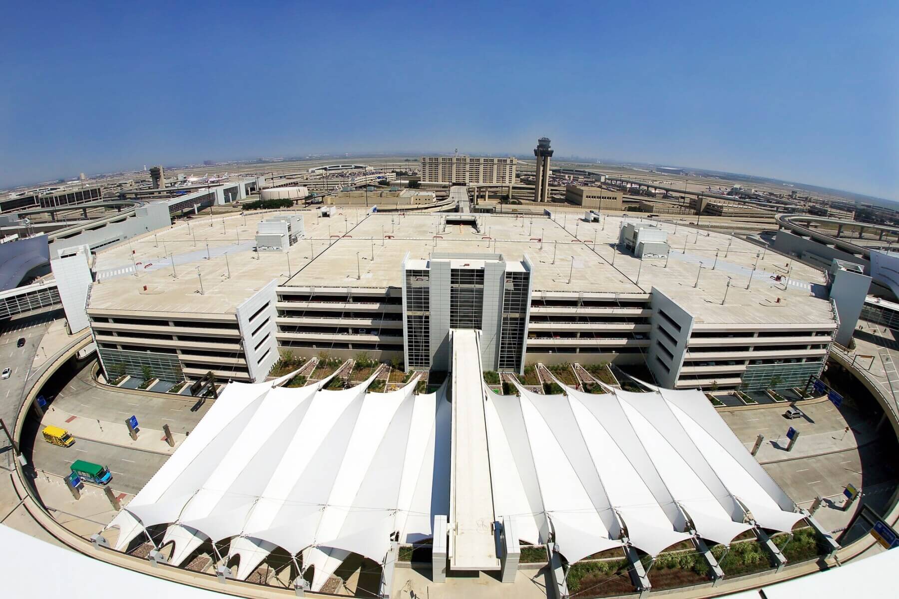 aerial view of Dallas/Forth Worth International Airport parking garage D