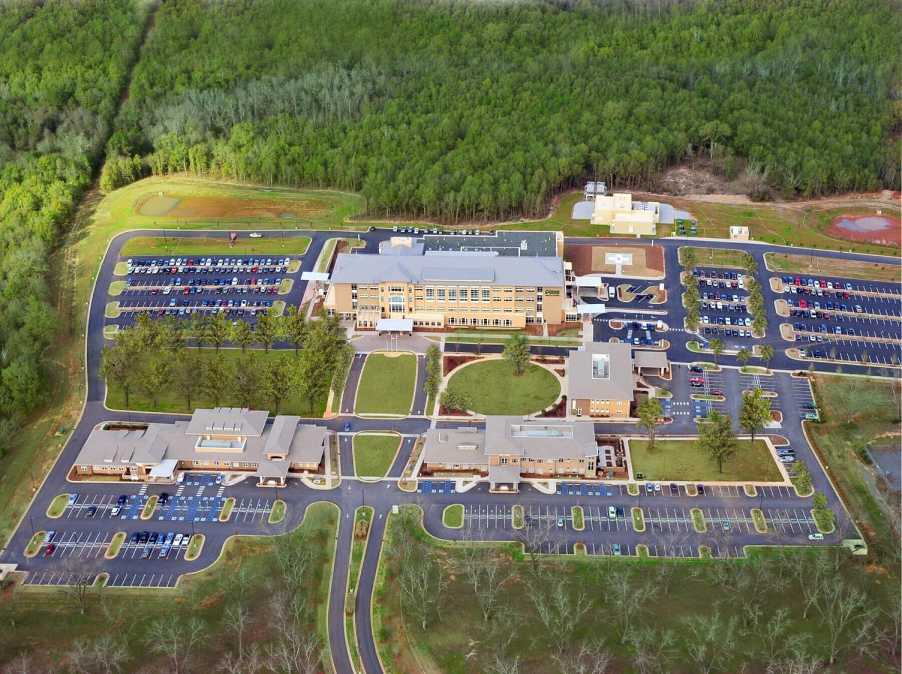 aerial view of hospital campus