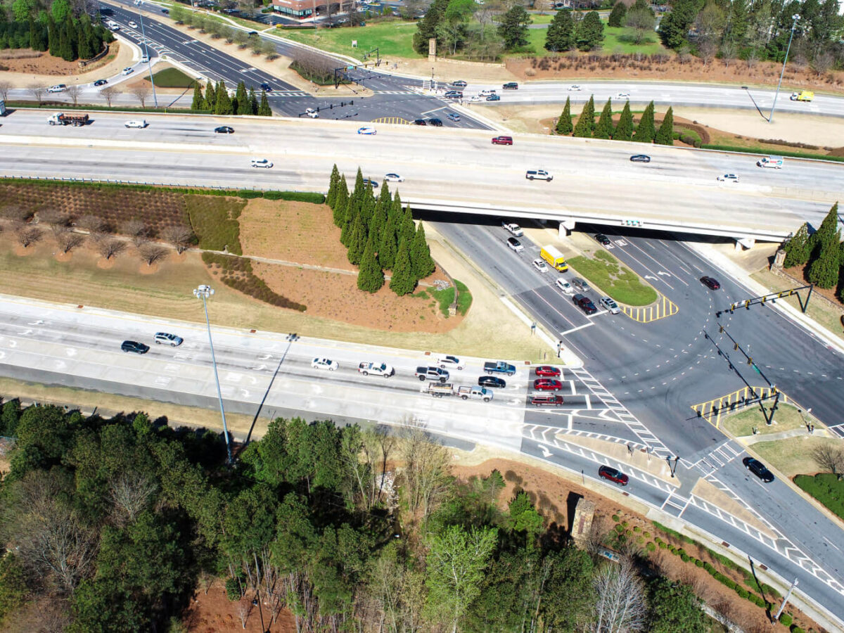 The new exit lane at SR 400 and Windward Parkway