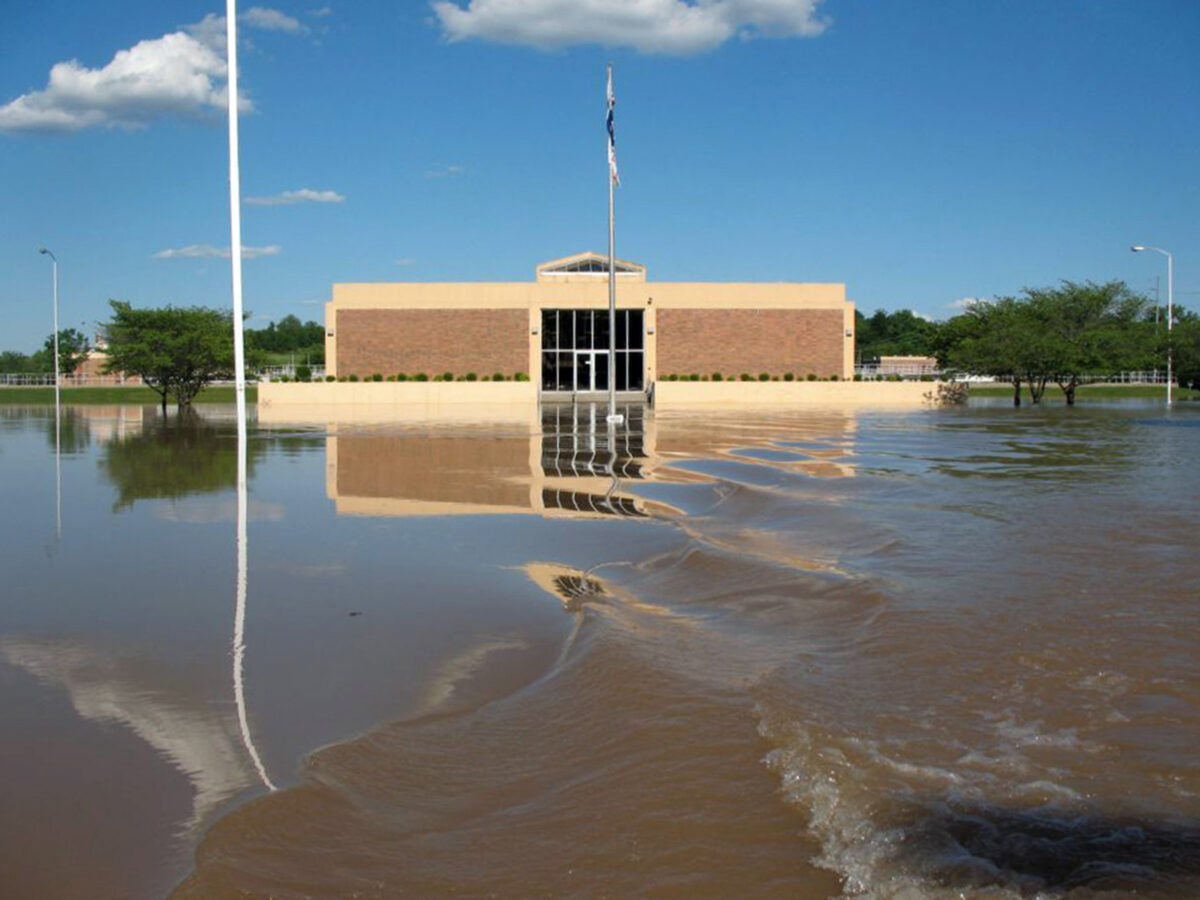 K.R. Harrington Water Treatment Plant overcome by floodwaters.