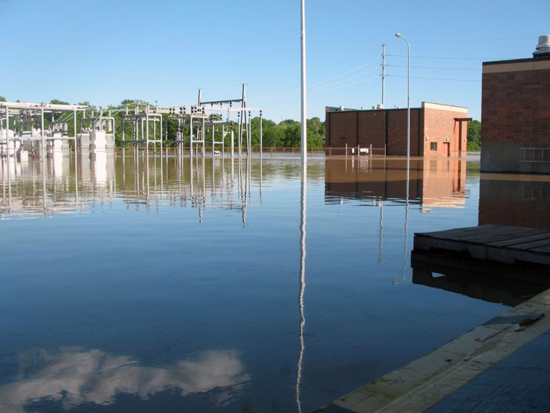 K.R. Harrington Water Treatment Plant overcome by floodwaters.