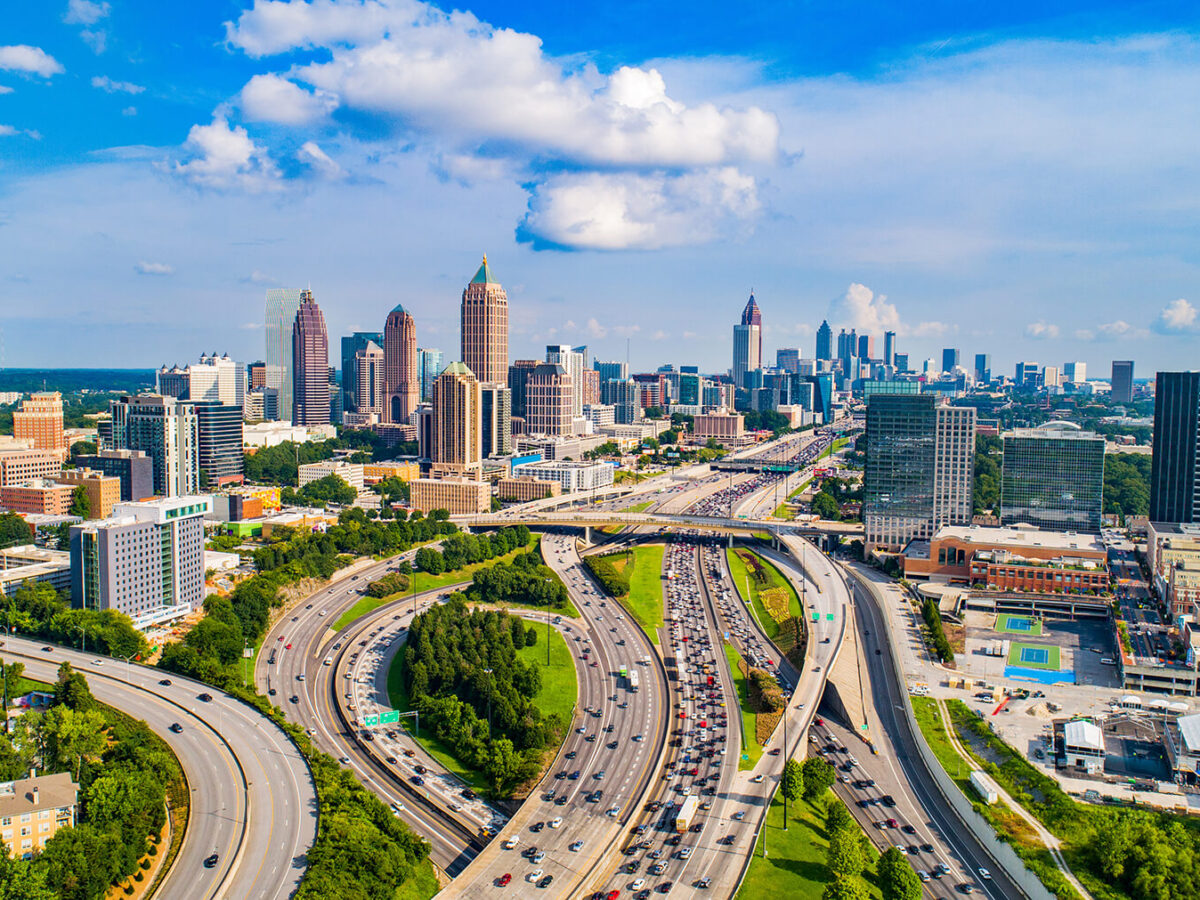 Aerial view of downtown Atlanta.