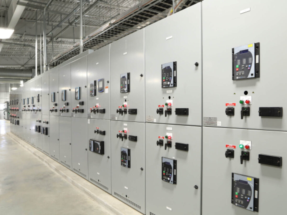 Picture of switchgear and variable frequency drives on the second floor of K.R. Harrington Water Treatment Plant