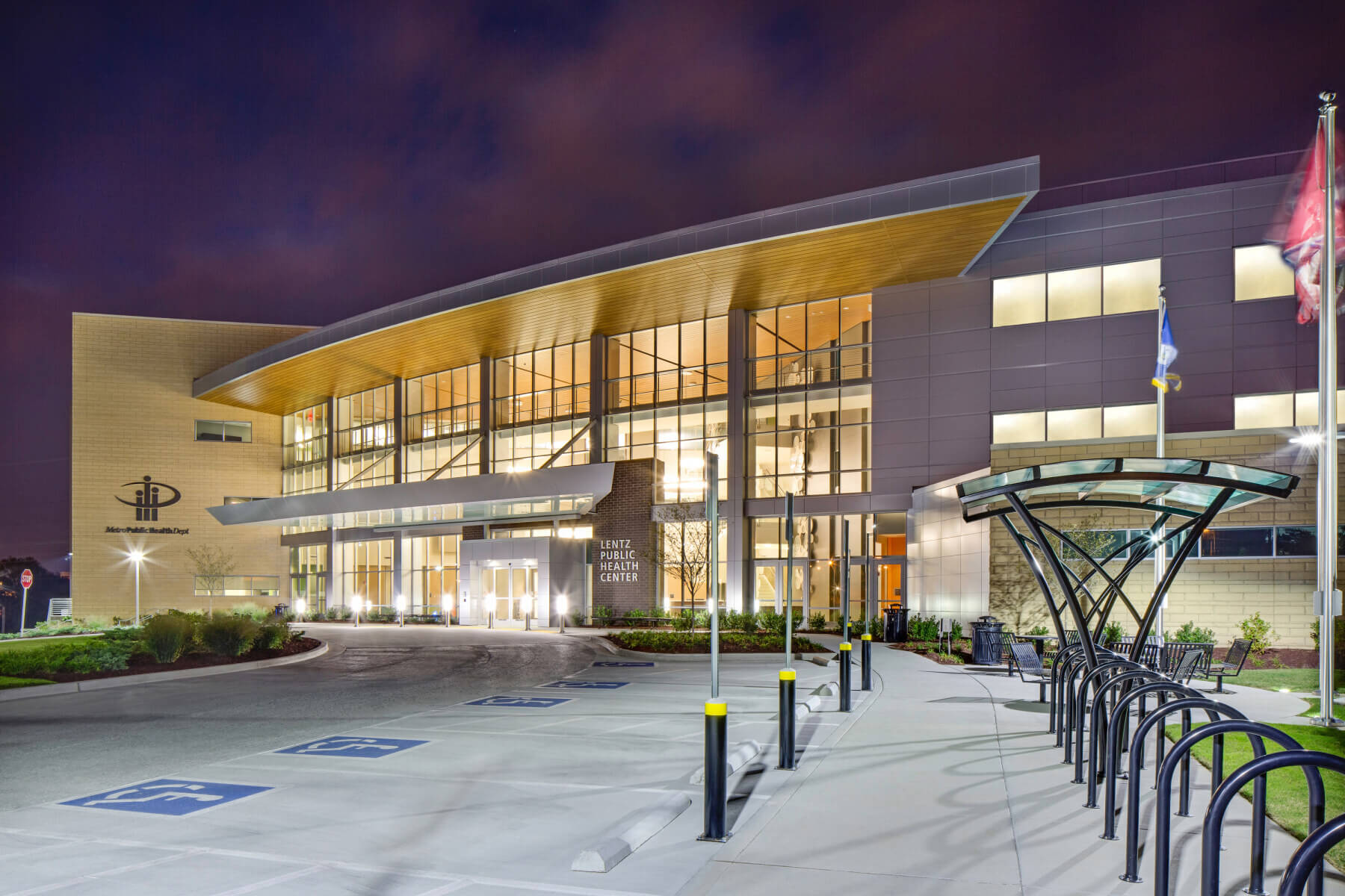 exterior entrance at night