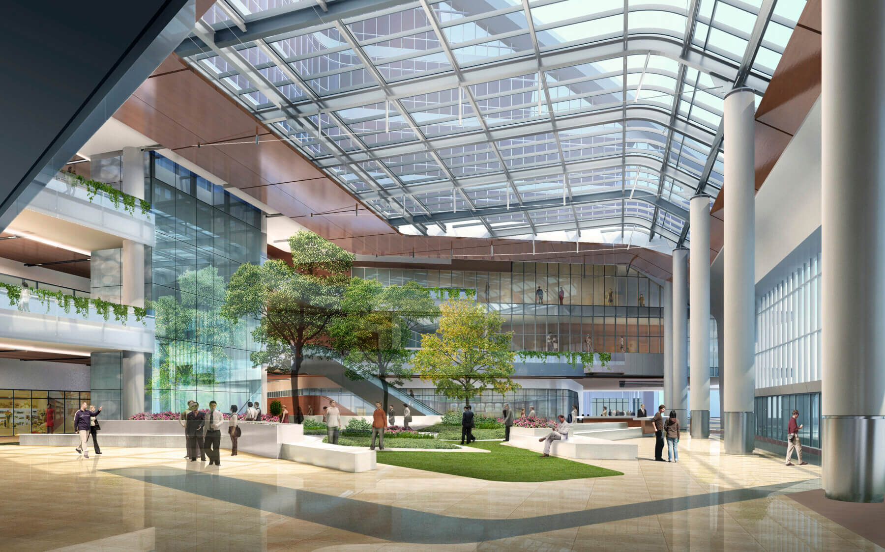 rendering of Hongqiao shared facility main lobby