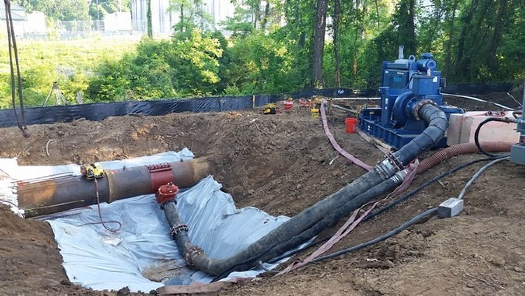 A section of pipe and a pump.
