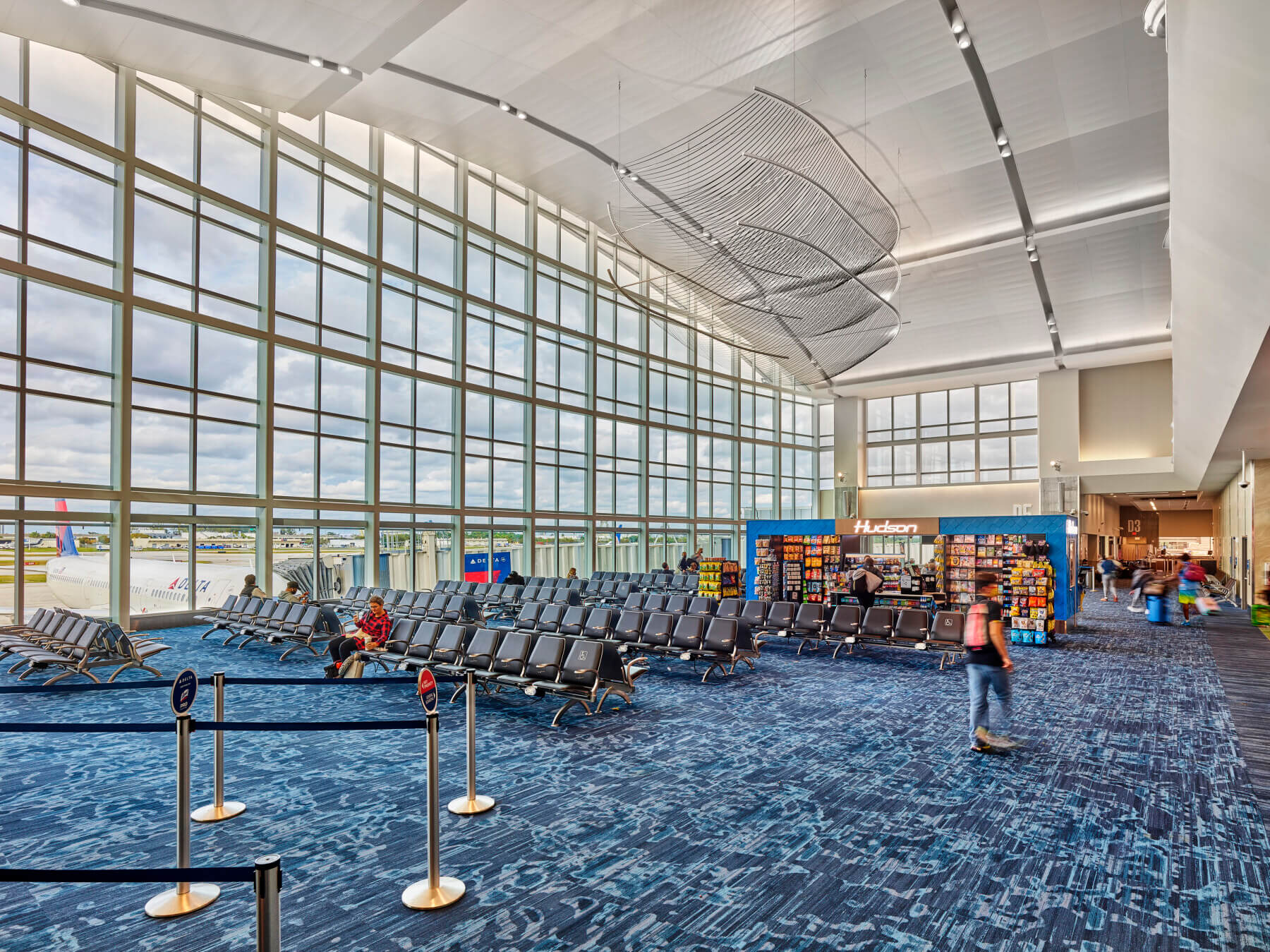 view out the windows in the two story mezzanine in Fort Lauderdale-Hollywood International Airport Terminal 2
