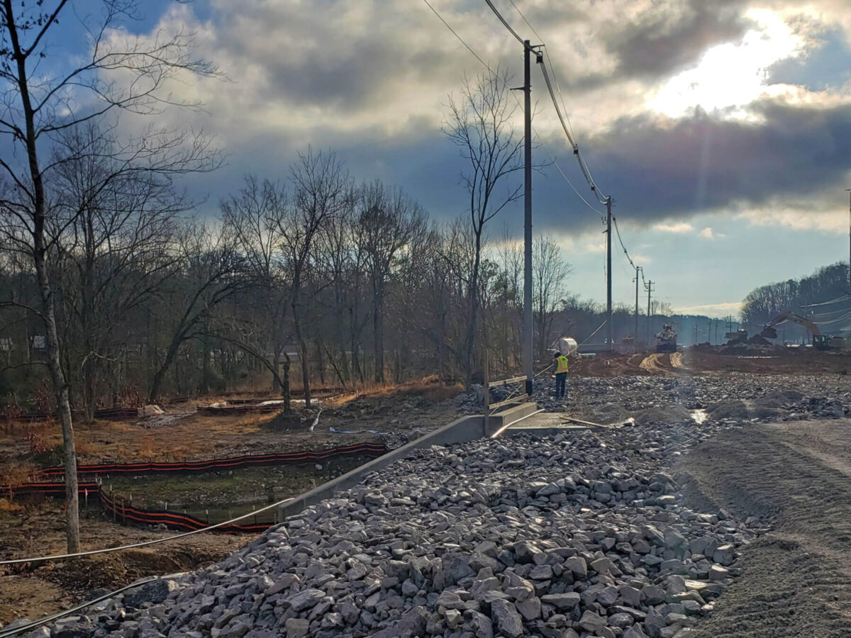 Utilities under construction on a street