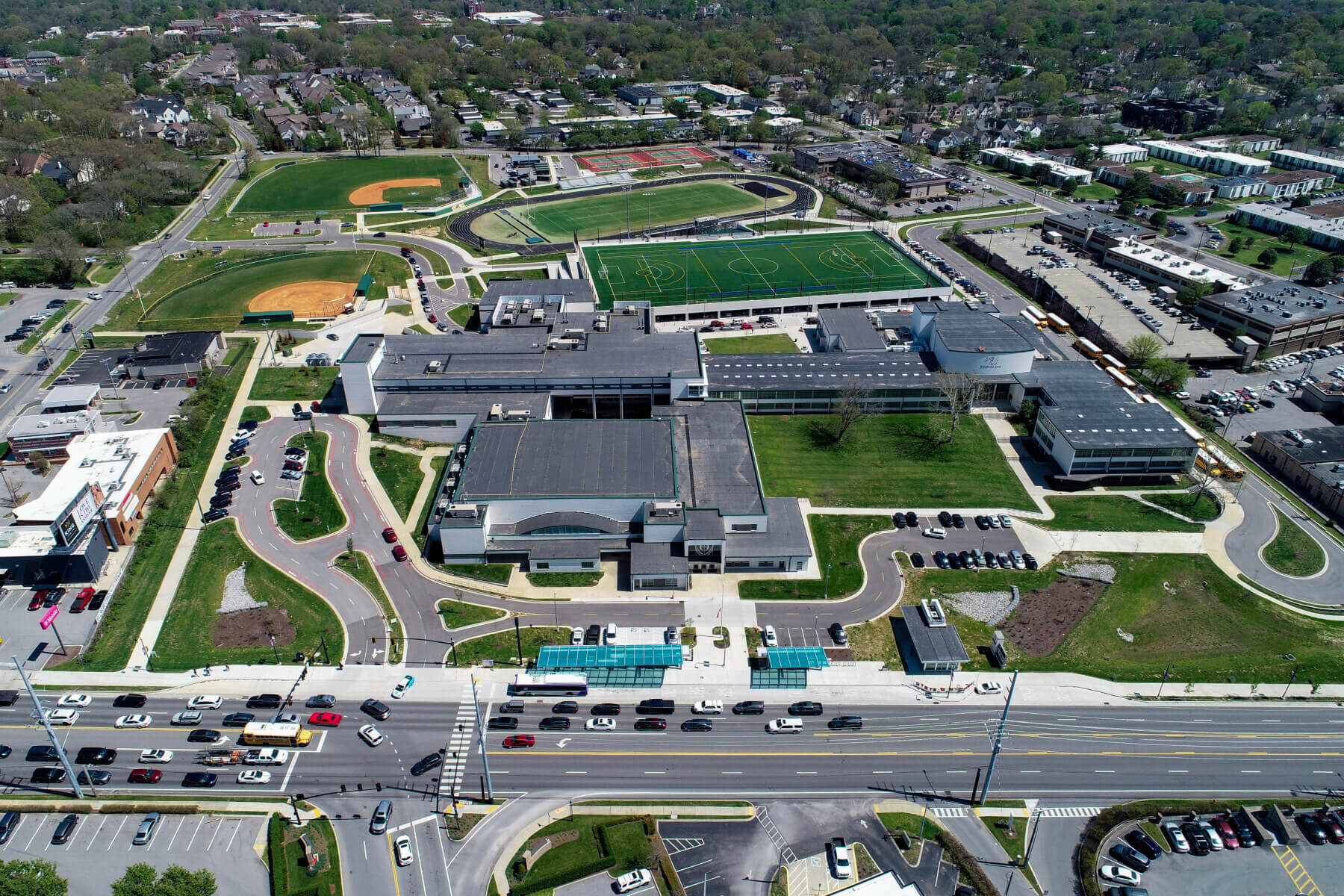 An aerial shot of Hillsboro High School