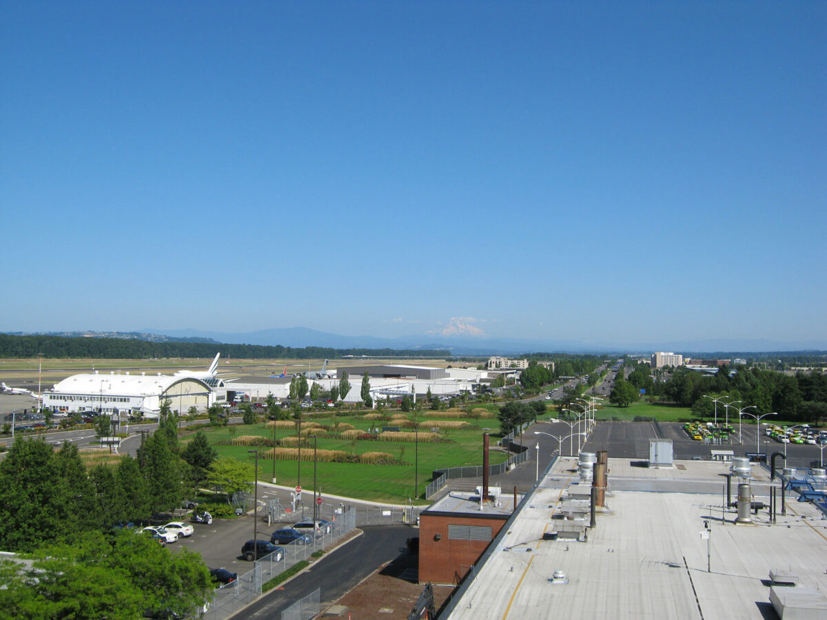 View of Portland International Airport from a high point