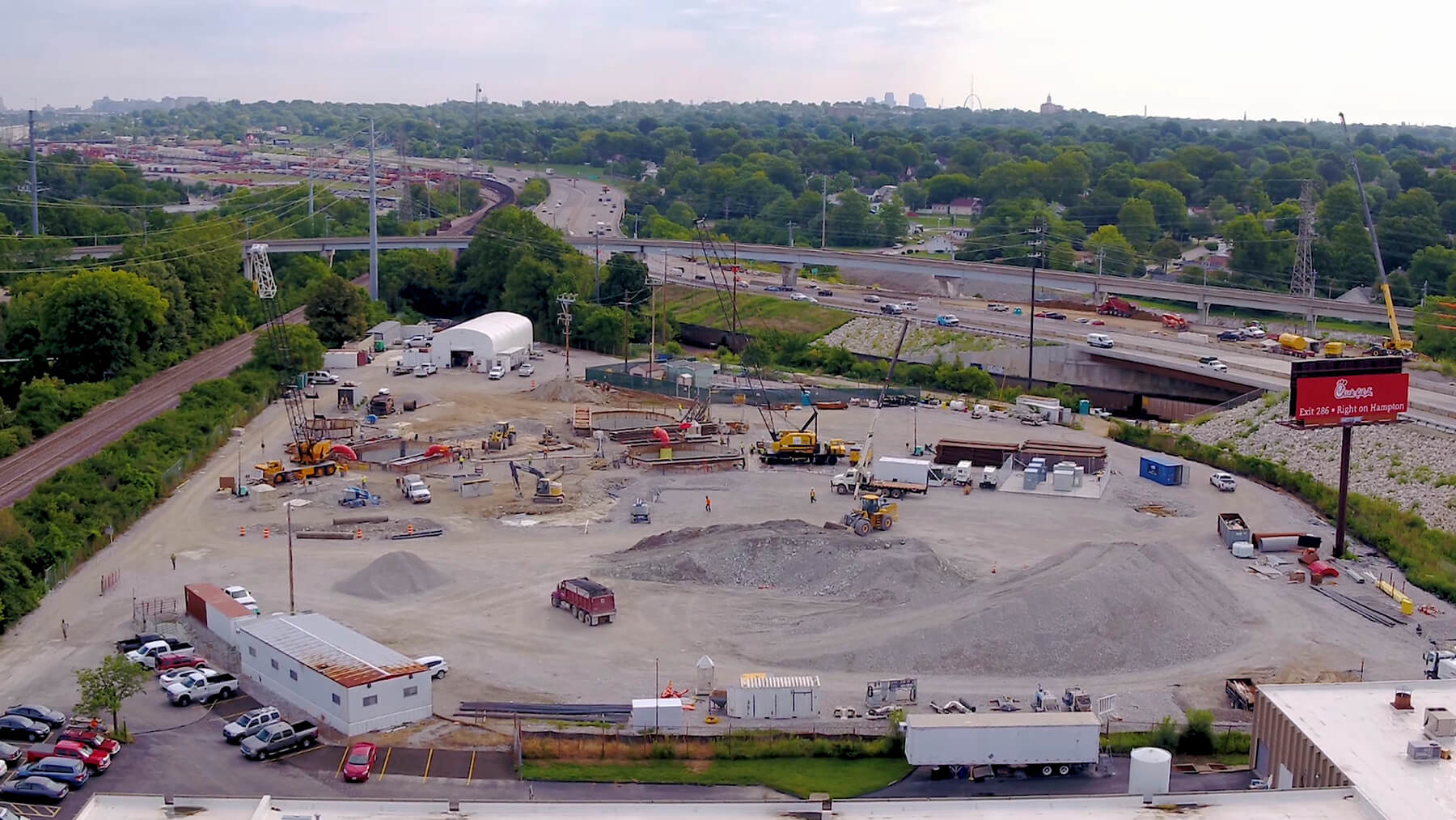 Site of Deer Creek Sanitary Tunnel Pump Station under construction.
