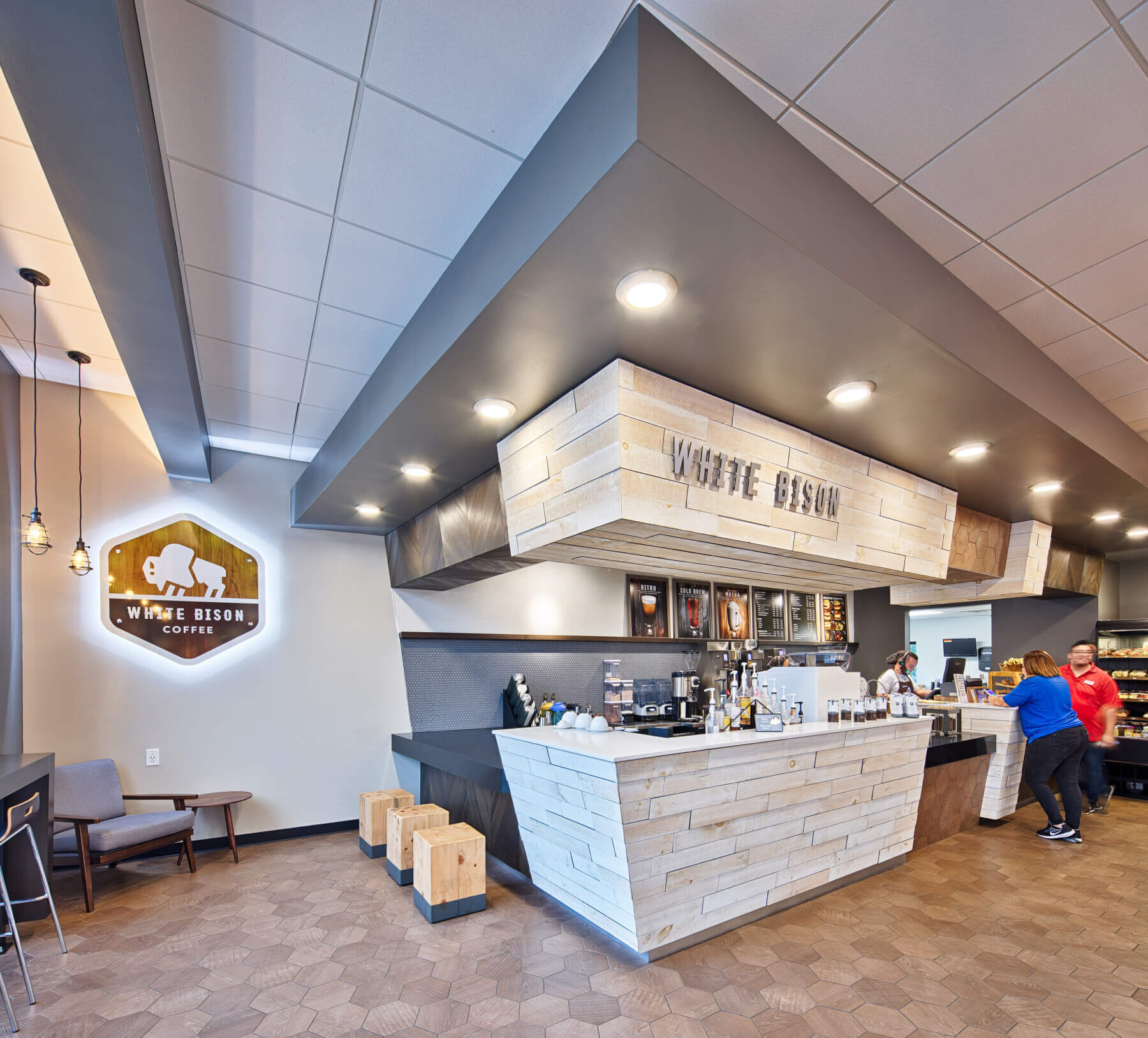a coffee counter in a convenience store
