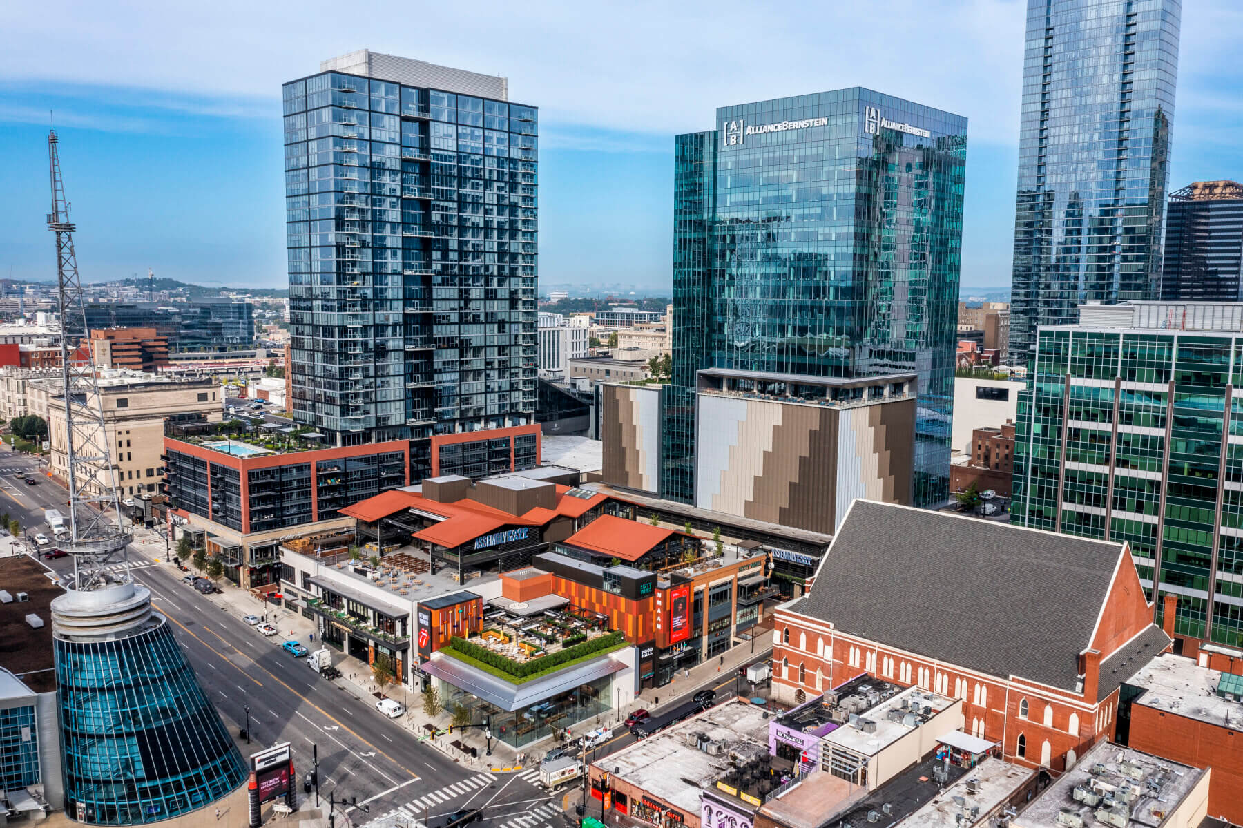 Aerial view of Fifth and Broadway