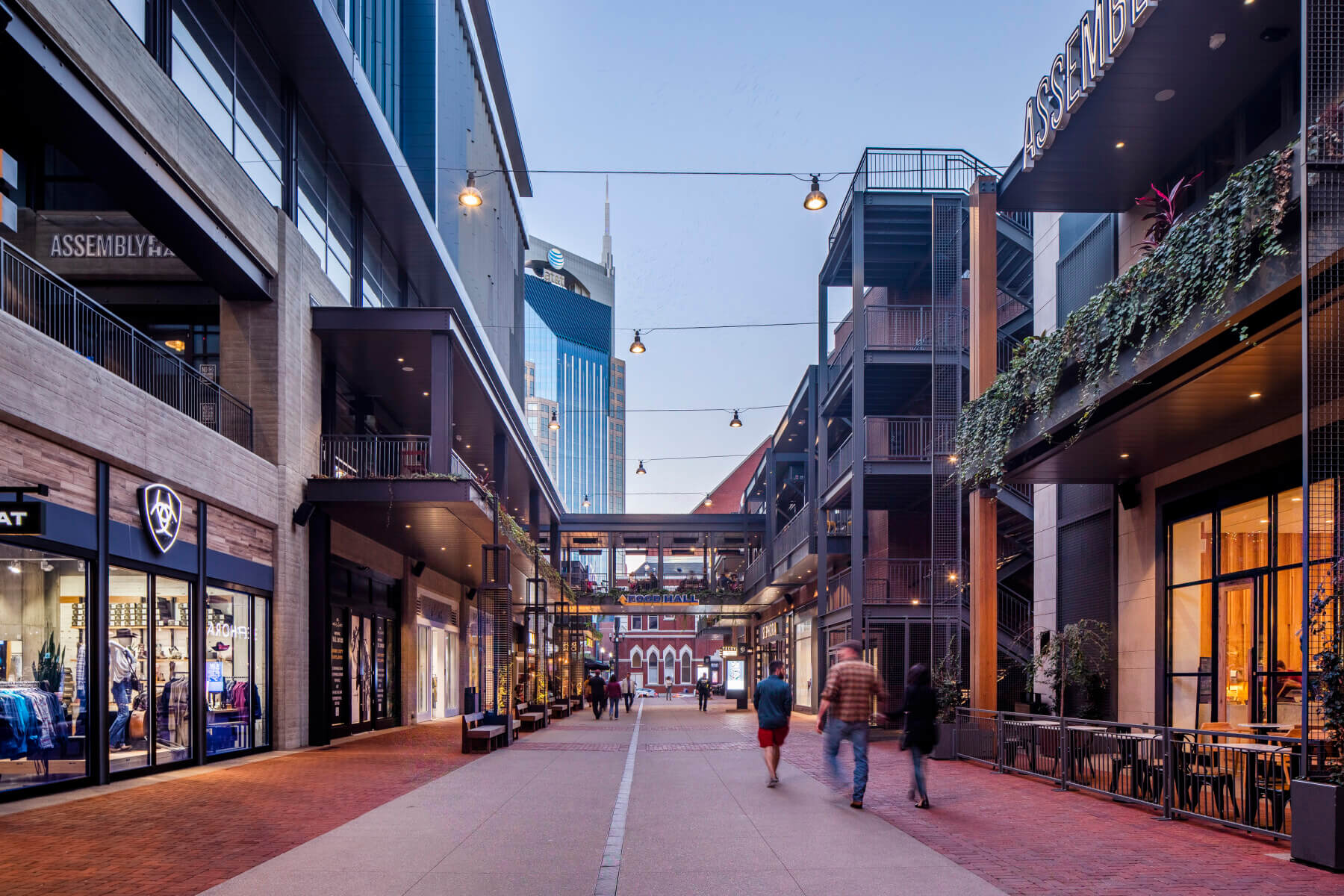 View of retail space at night