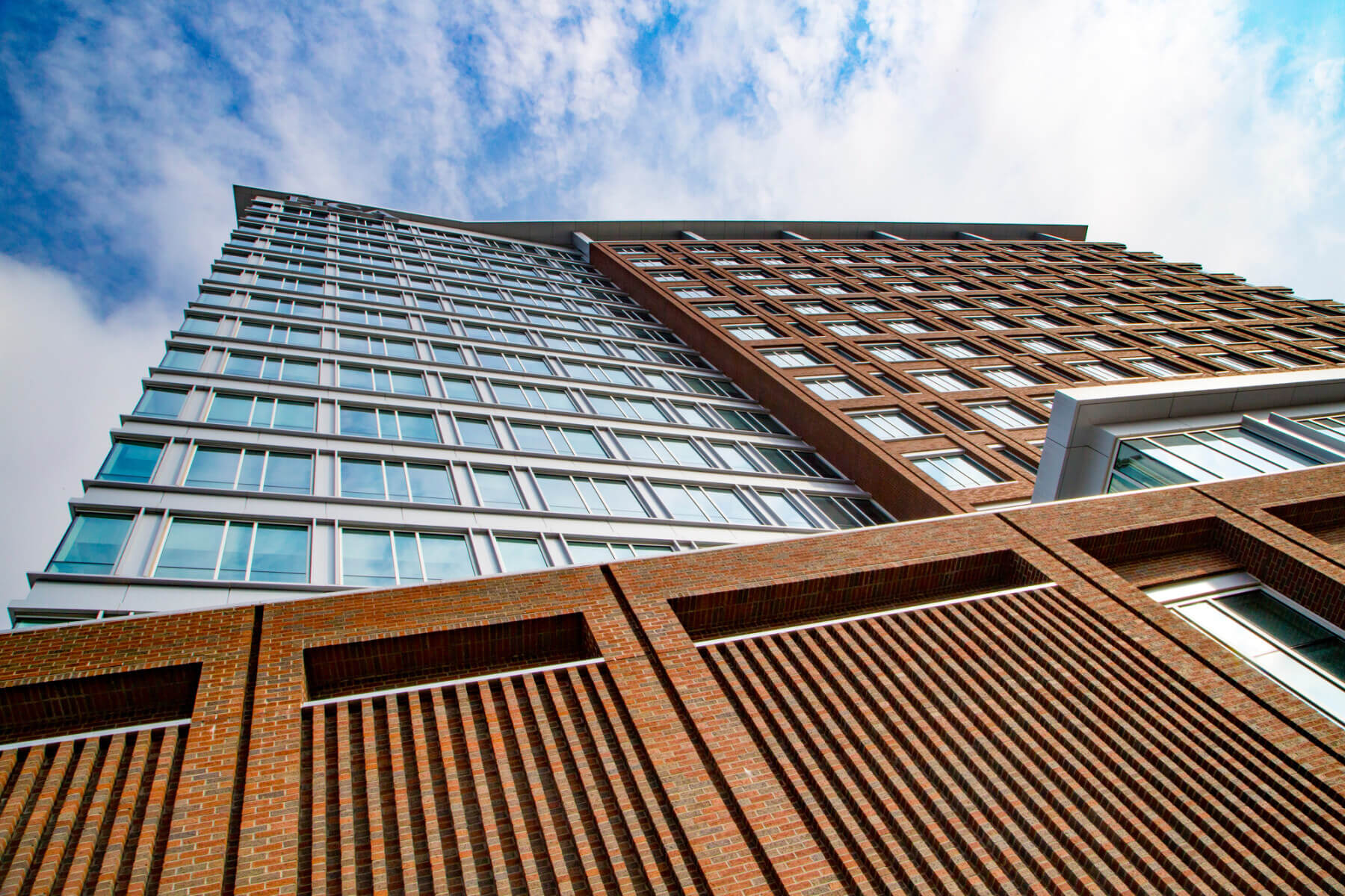 The brick and glass exterior of the Capitol View building