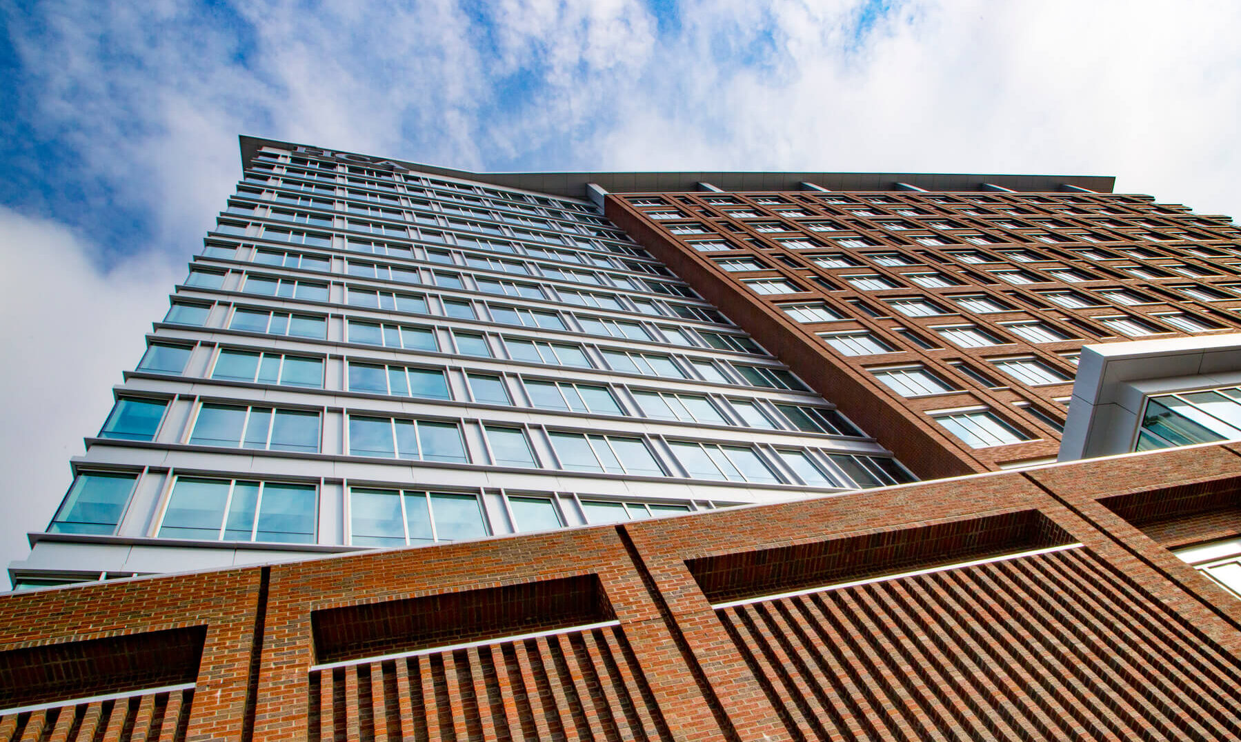 The brick and glass exterior of the Capitol View building