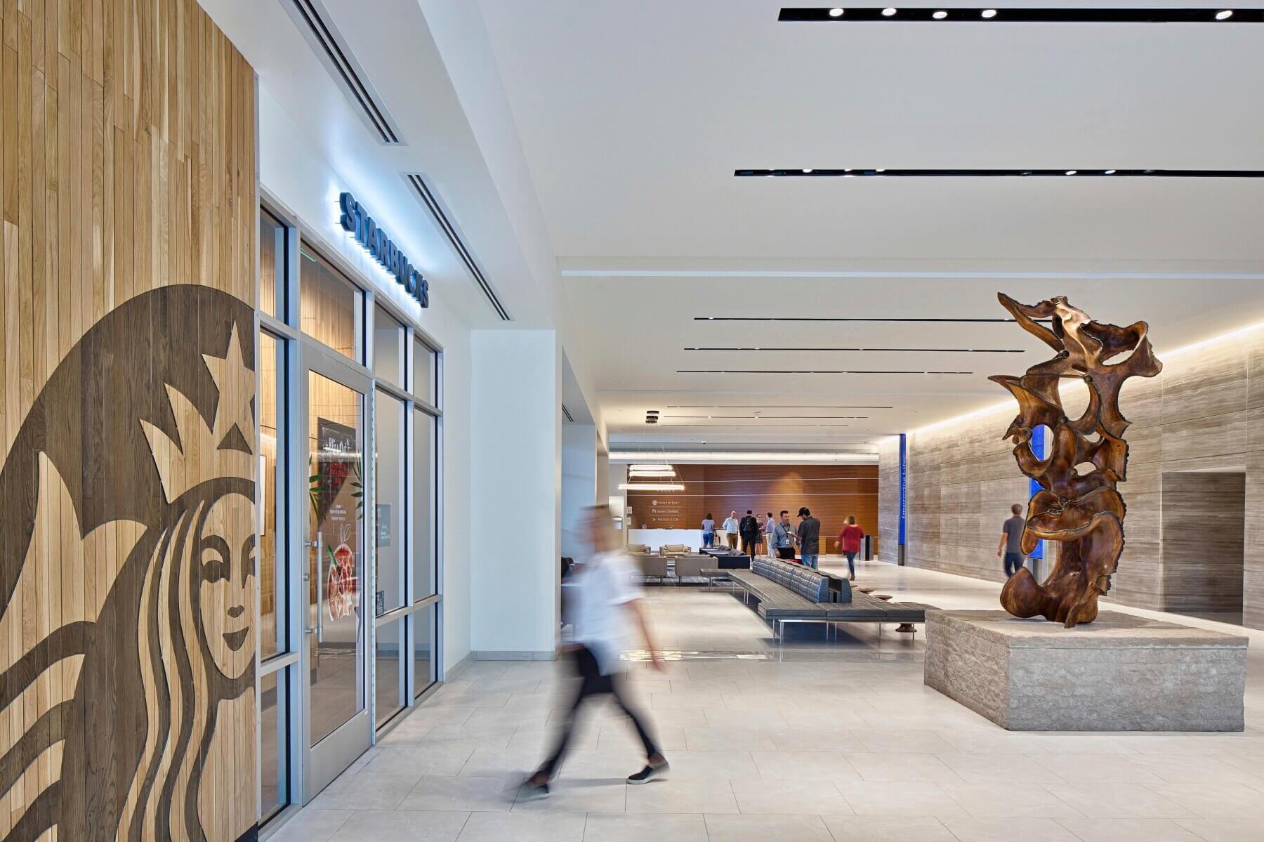 People walking in the inside of the Capitol View building