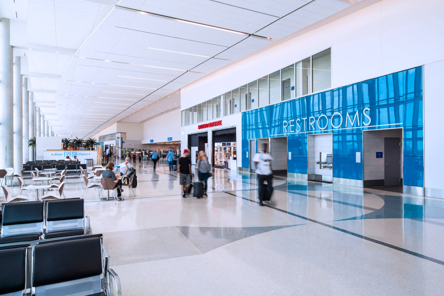 Entryway portal to restrooms in Terminal 1 at Fort Lauderdale-Hollywood International Airport