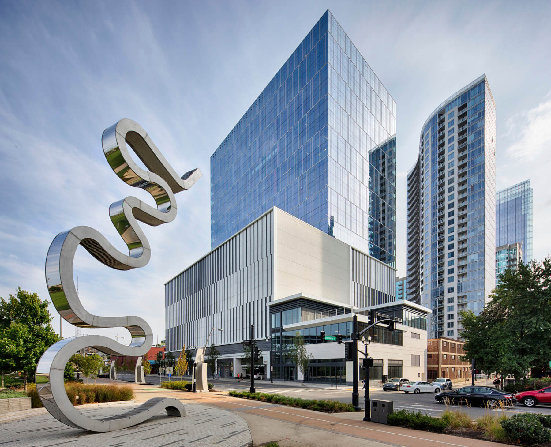 the exterior of 222 Second Avenue South with an art installation