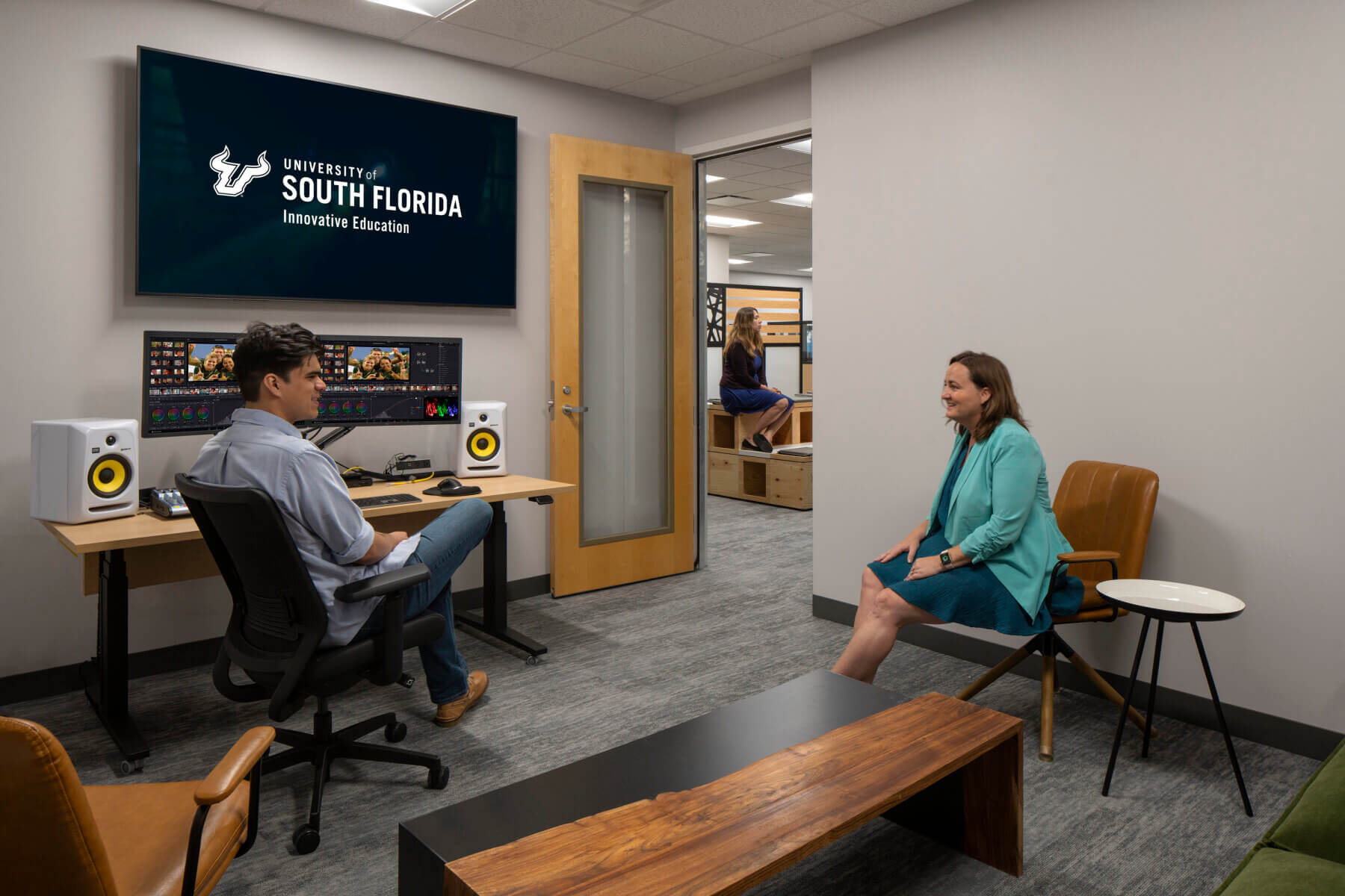 Editing room in USF’s Innovative Education Studios