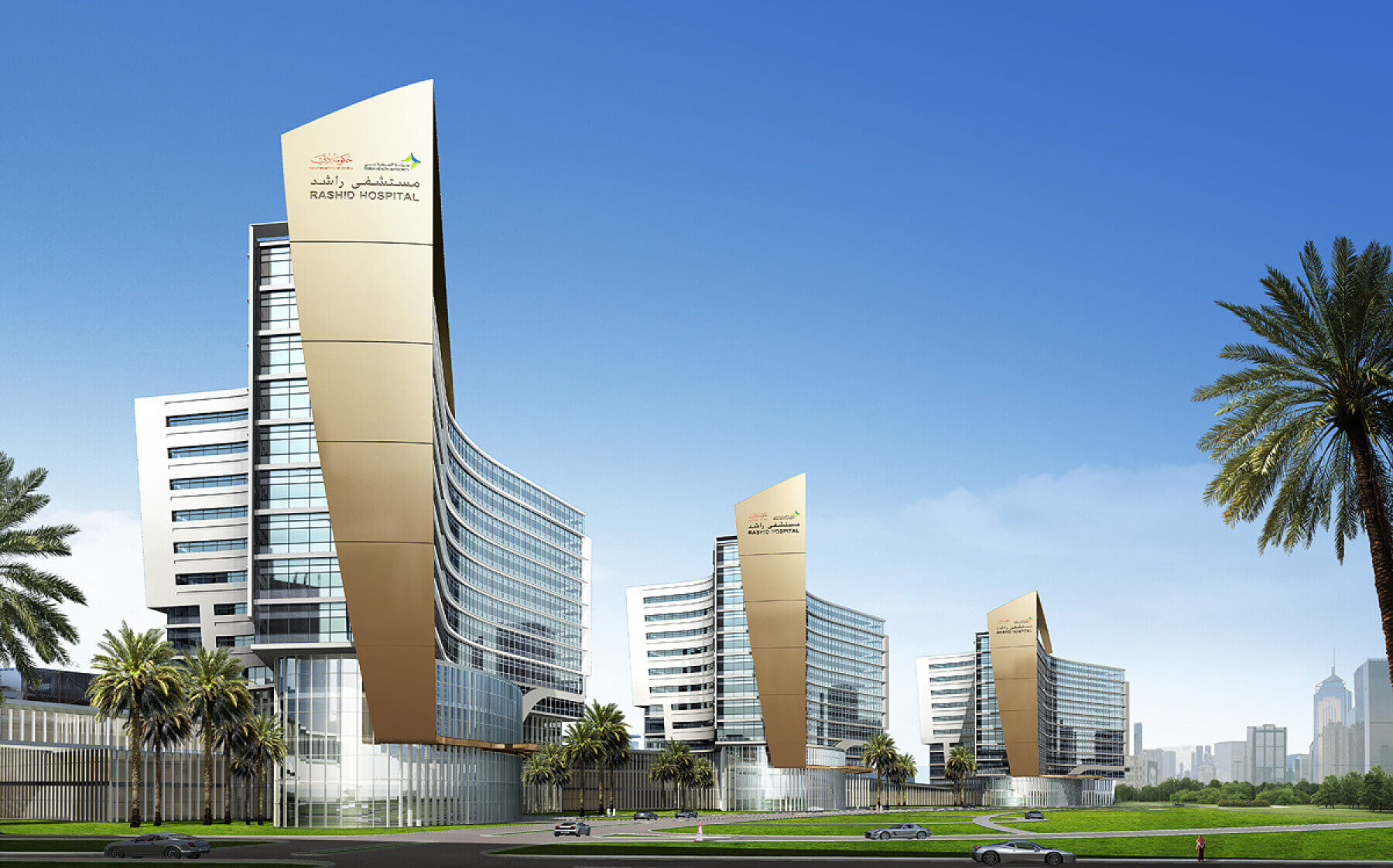 three buildings against the skyline
