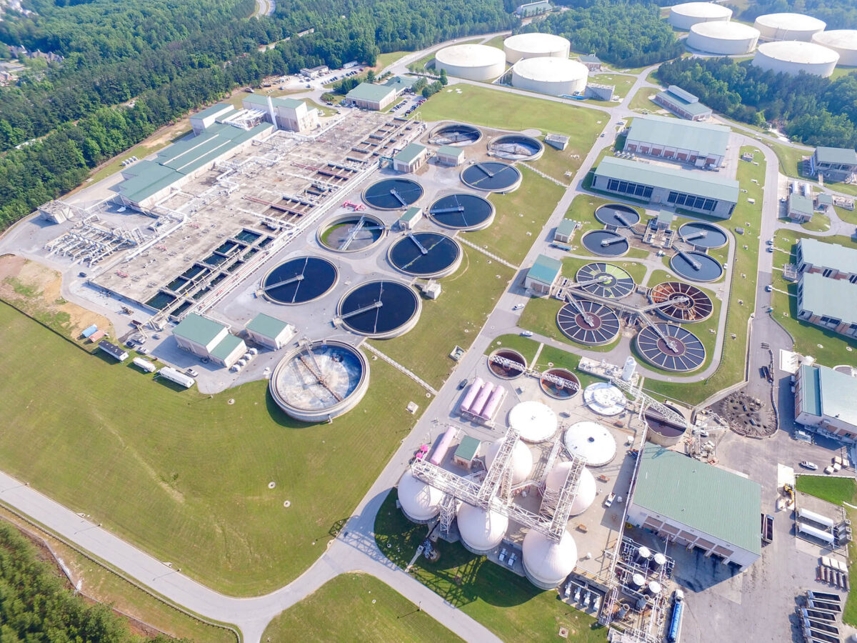 An aerial view of F. Wayne Hill Water Resources Center