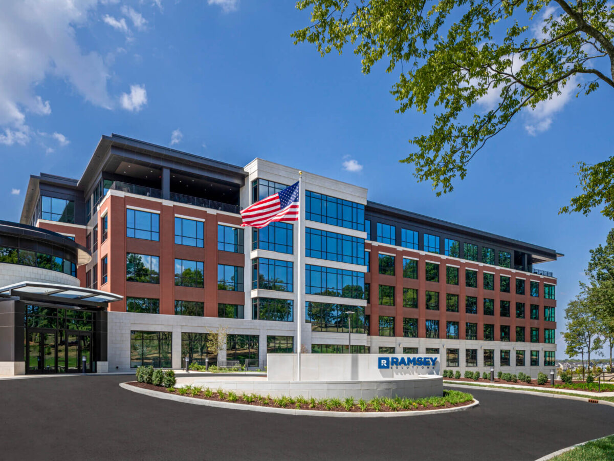 An exterior shot of the Ramsey Solutions headquarters building
