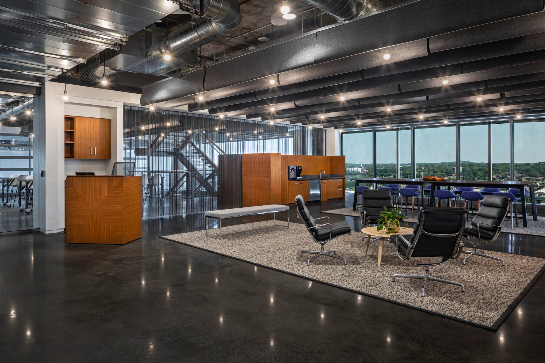 office reception desk and visitors seating