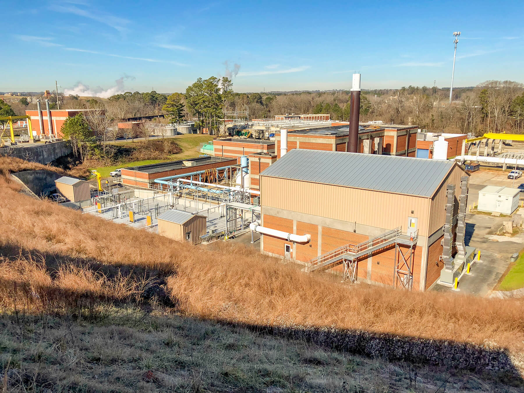 Exterior view of RM Clayton WRC’s headworks facility showing larger building.