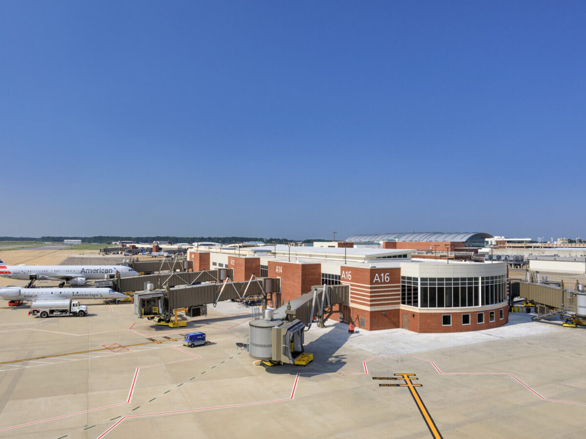 the exterior of the addition to terminal A at Richmond International Airport