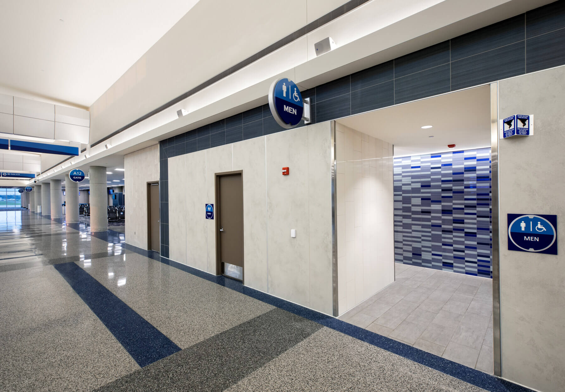 the entrance to the men’s restroom in terminal A at Richmond International Airport