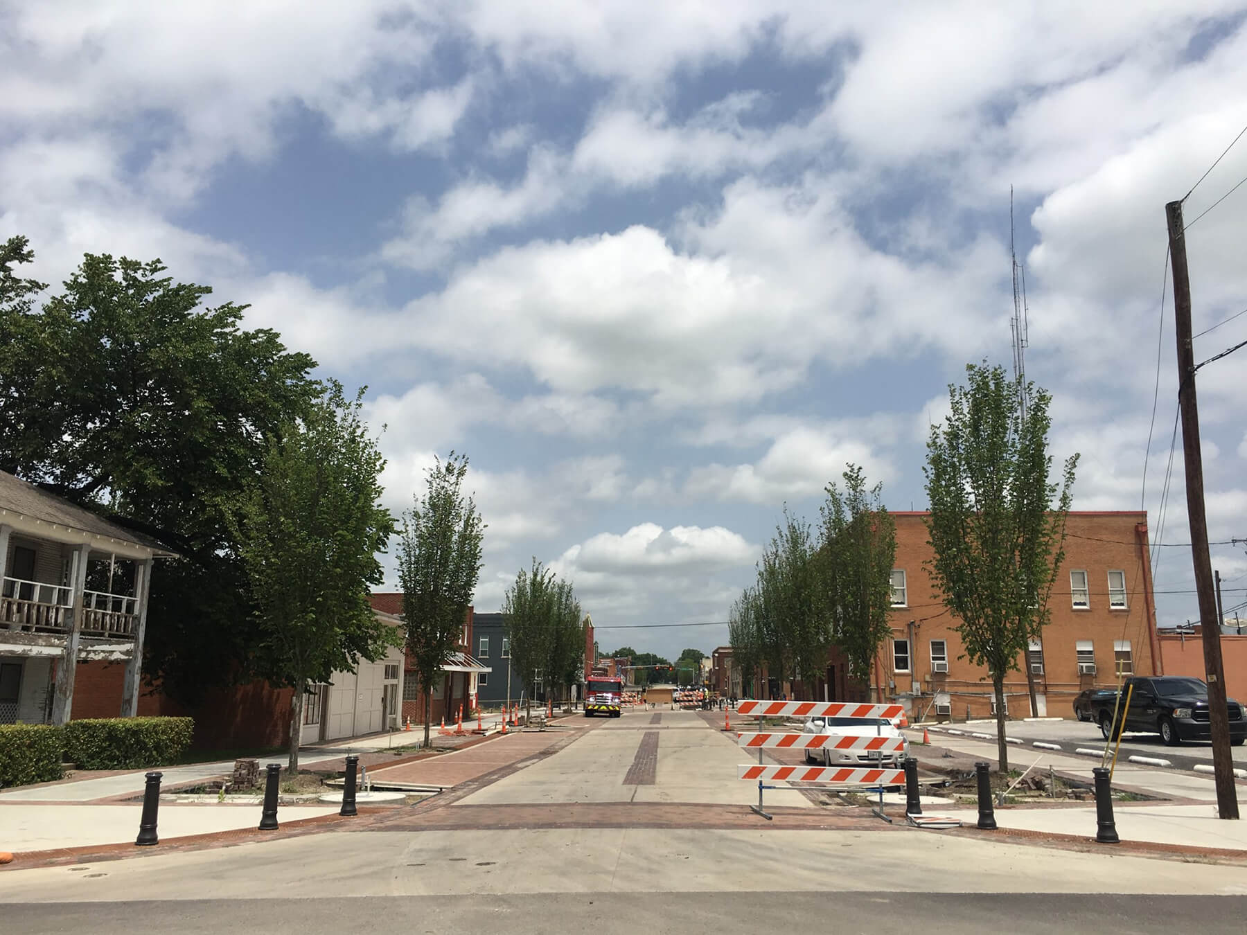 Work zone in downtown Ennis