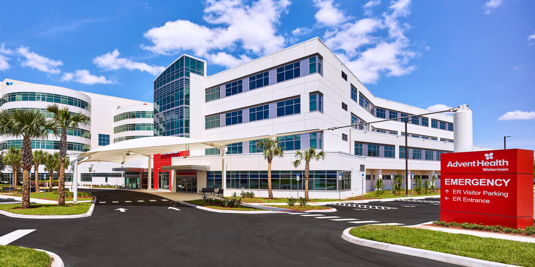 the exterior of AdventHealth Waterman hospital