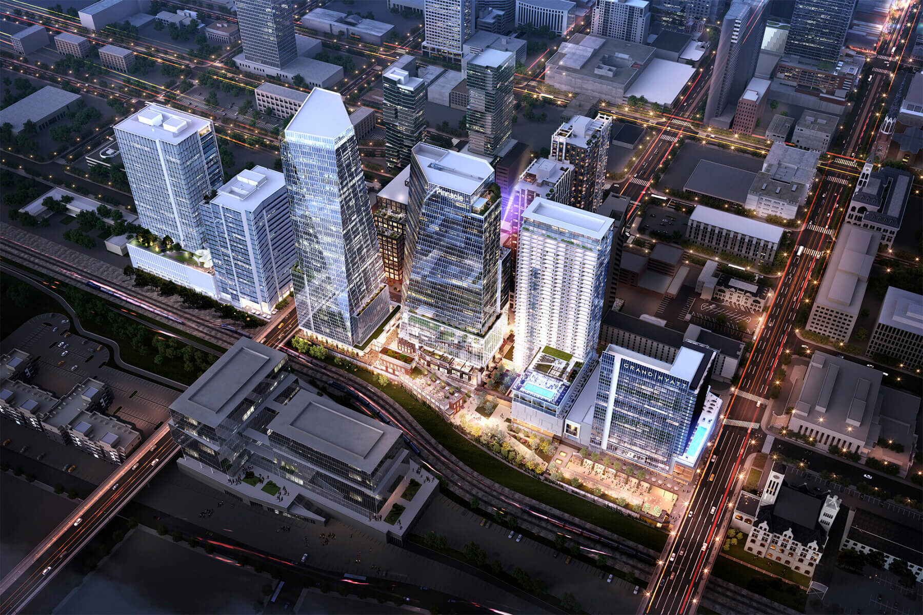 Rendering of full site at night