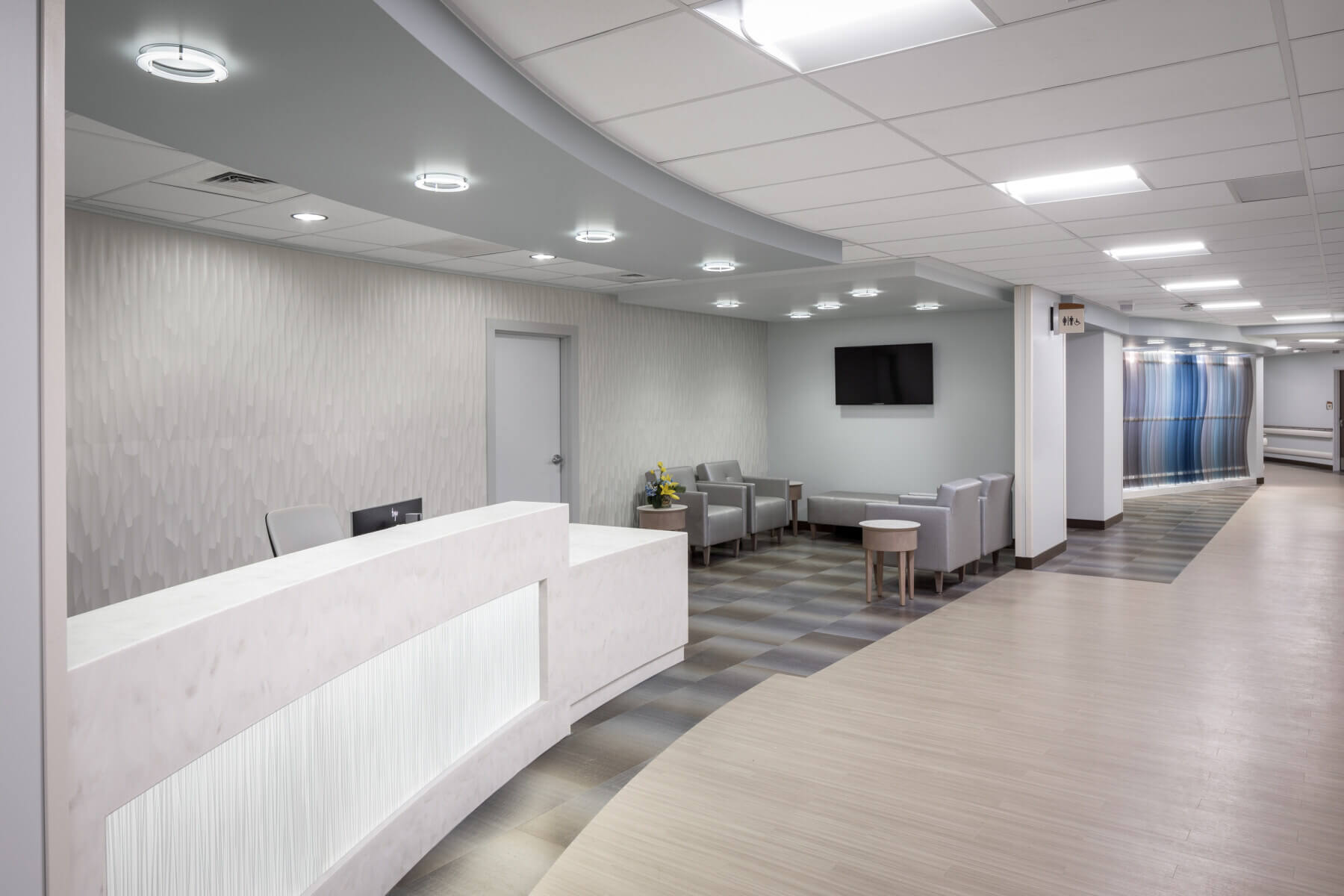 reception desk in a lobby