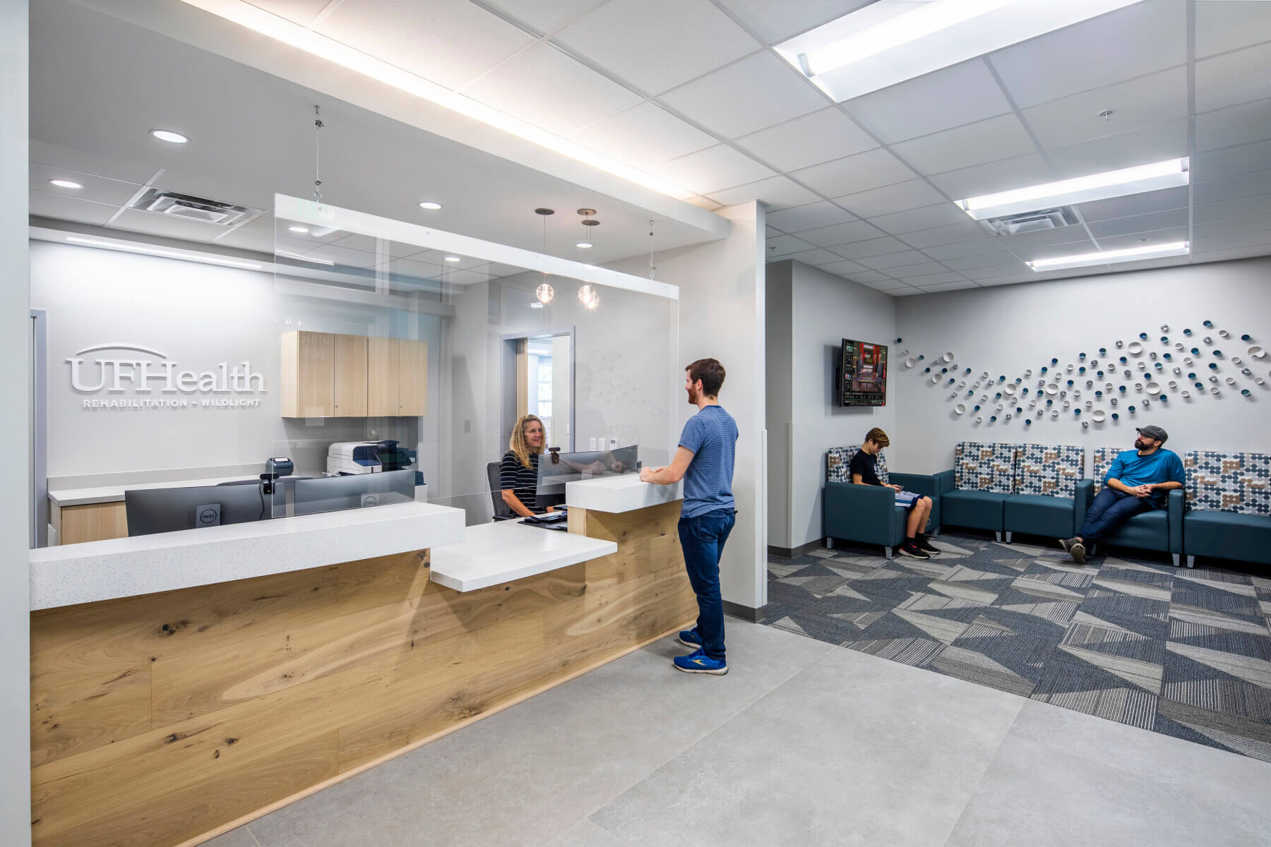 rehab reception desk and waiting room