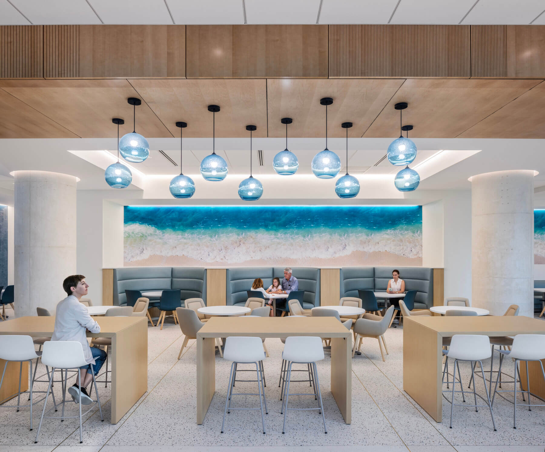 people sitting around a seating area
