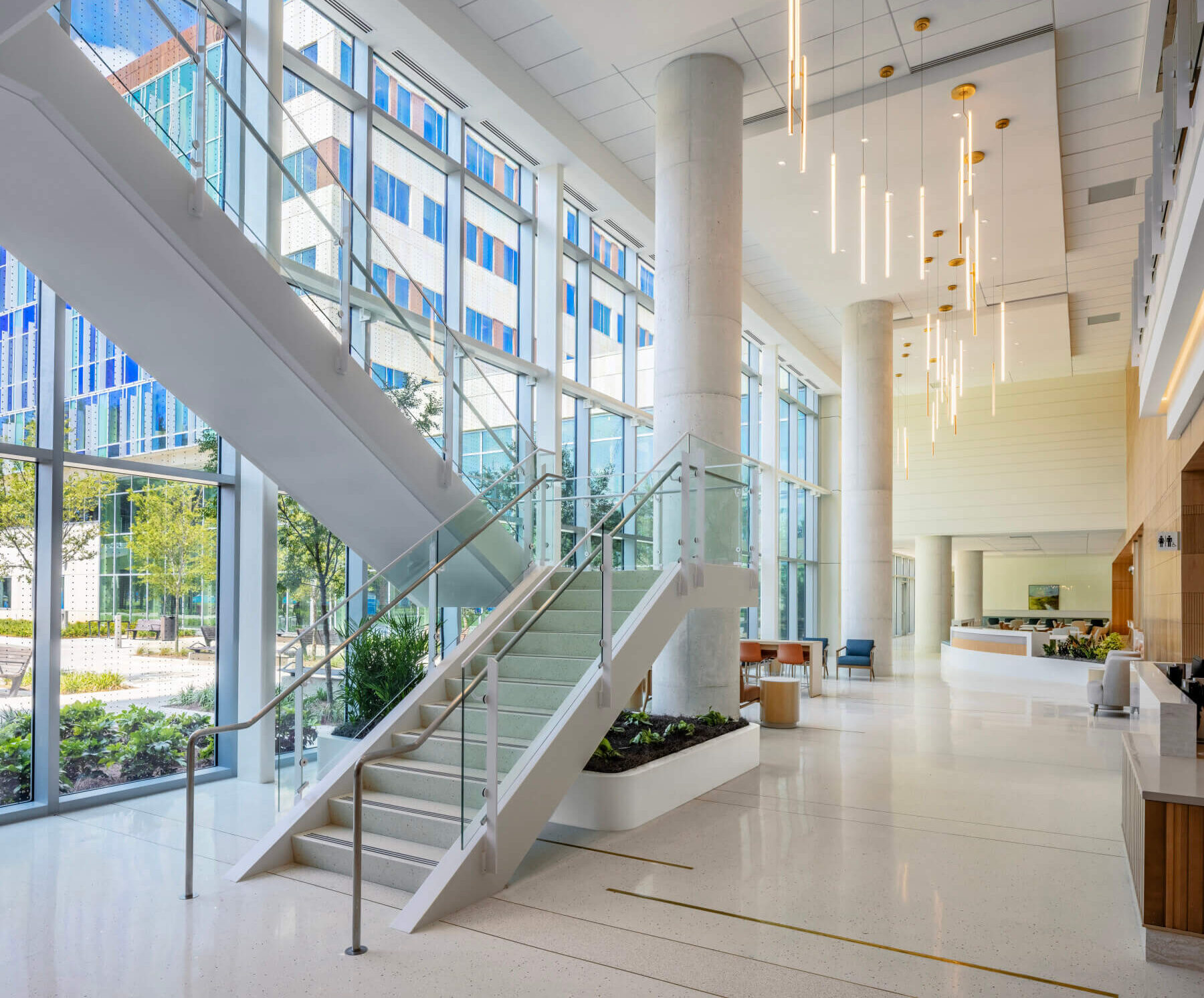 a monumental staircase in a lobby