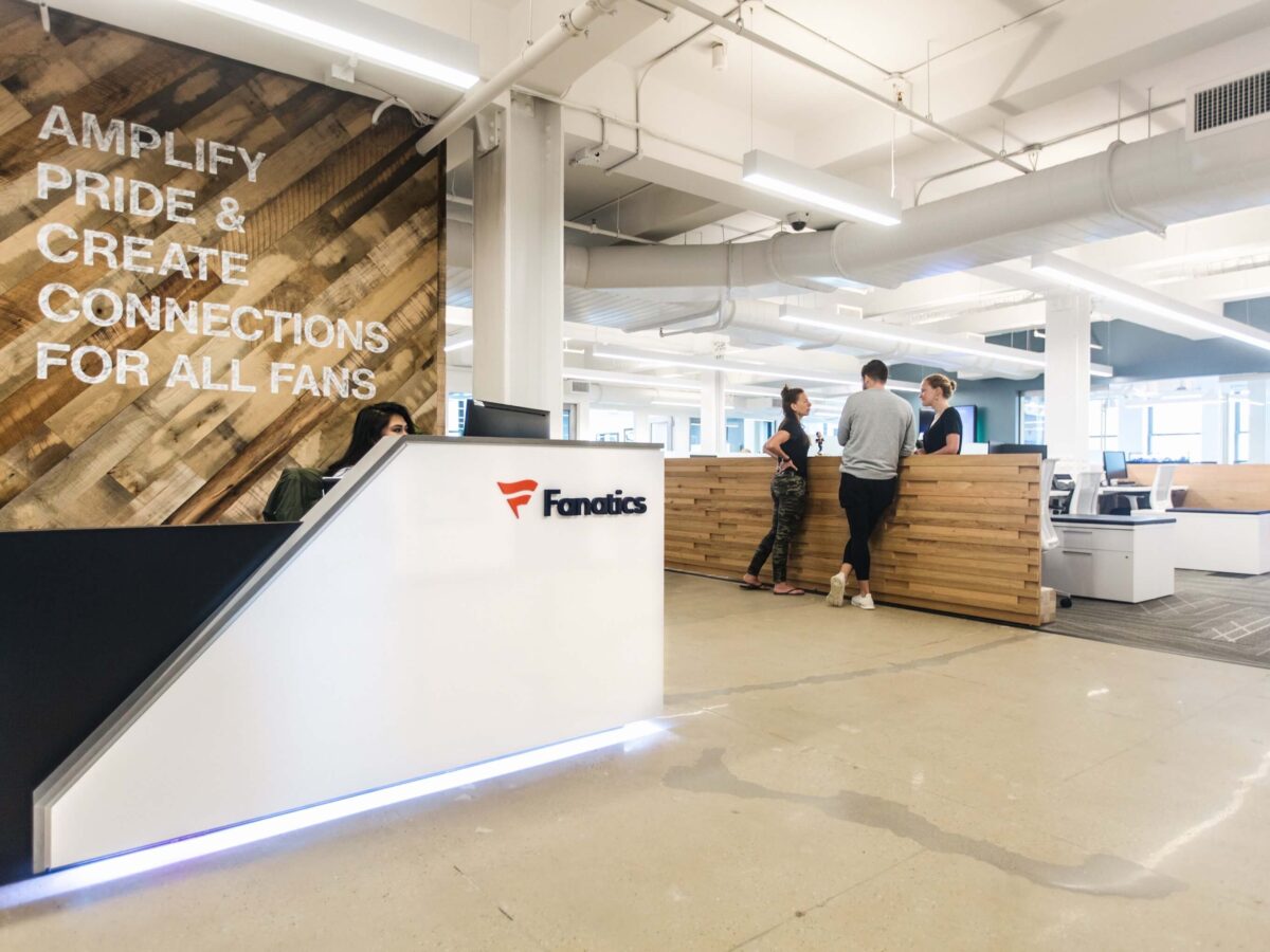 Front desk at Fanatics office