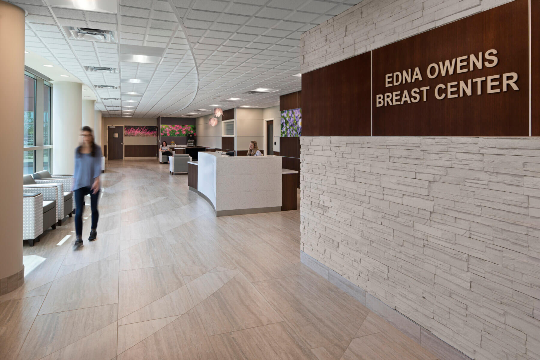 an entry corridor and reception desk