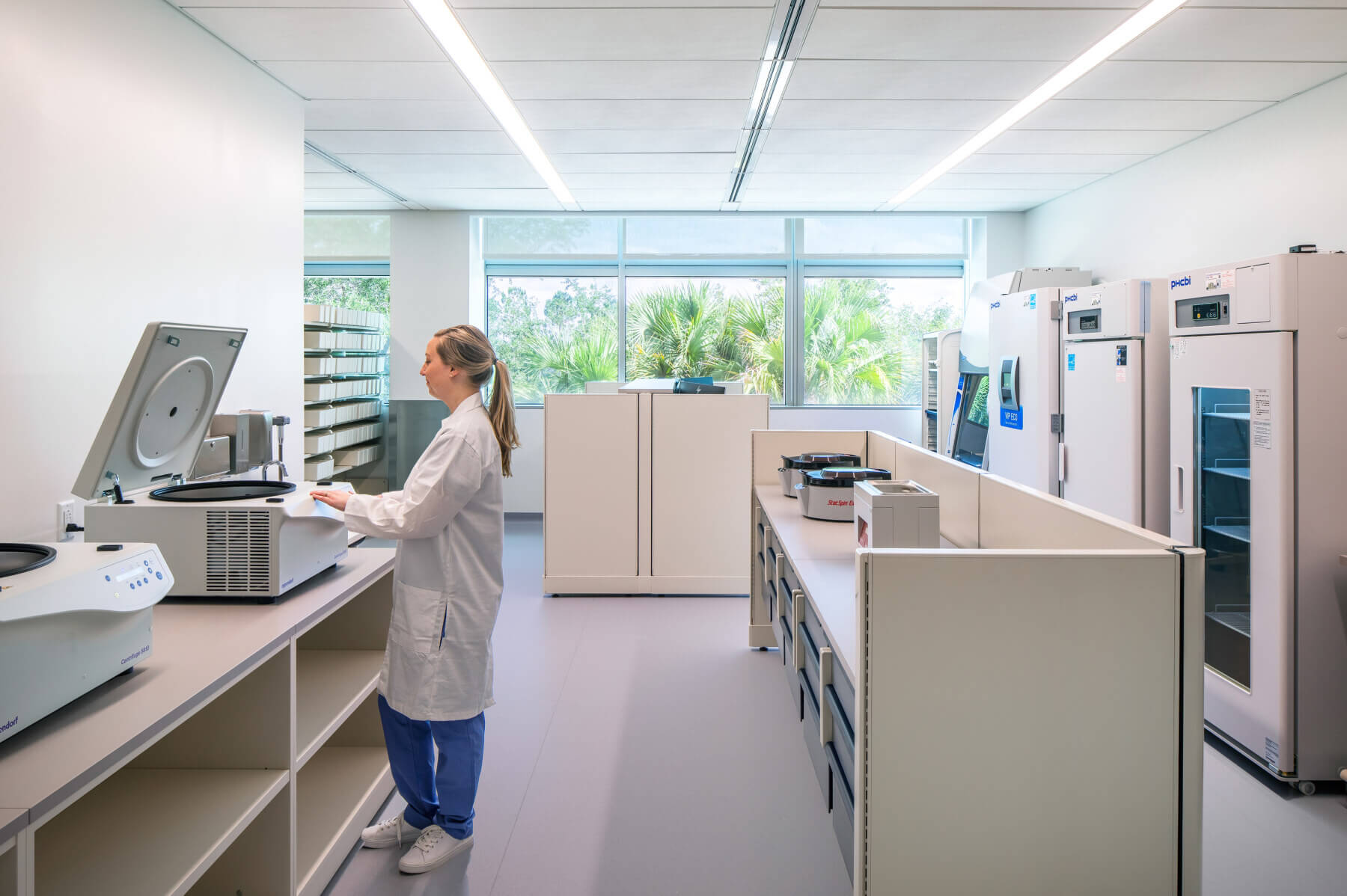a nurse running a test in the laboratory