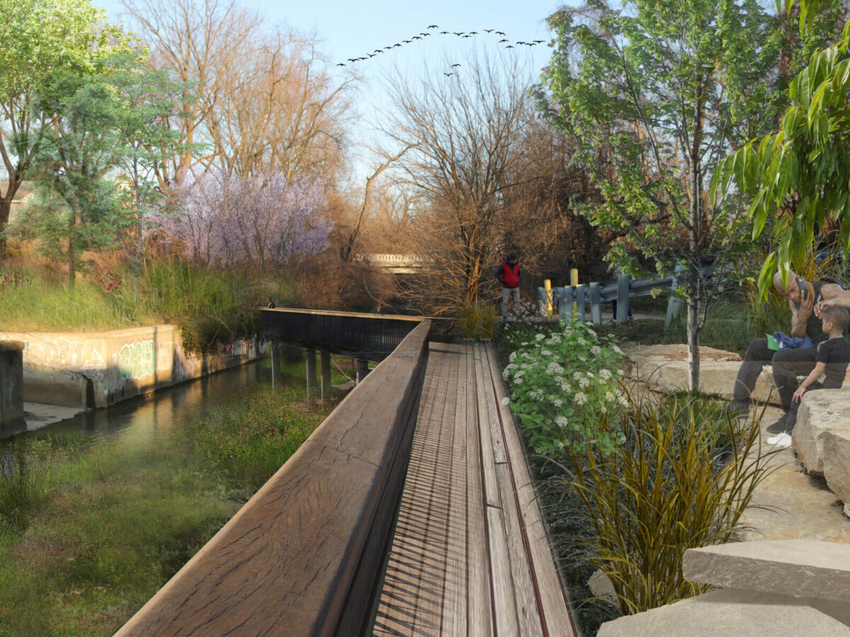 rendering of an overlook along Beargrass Creek