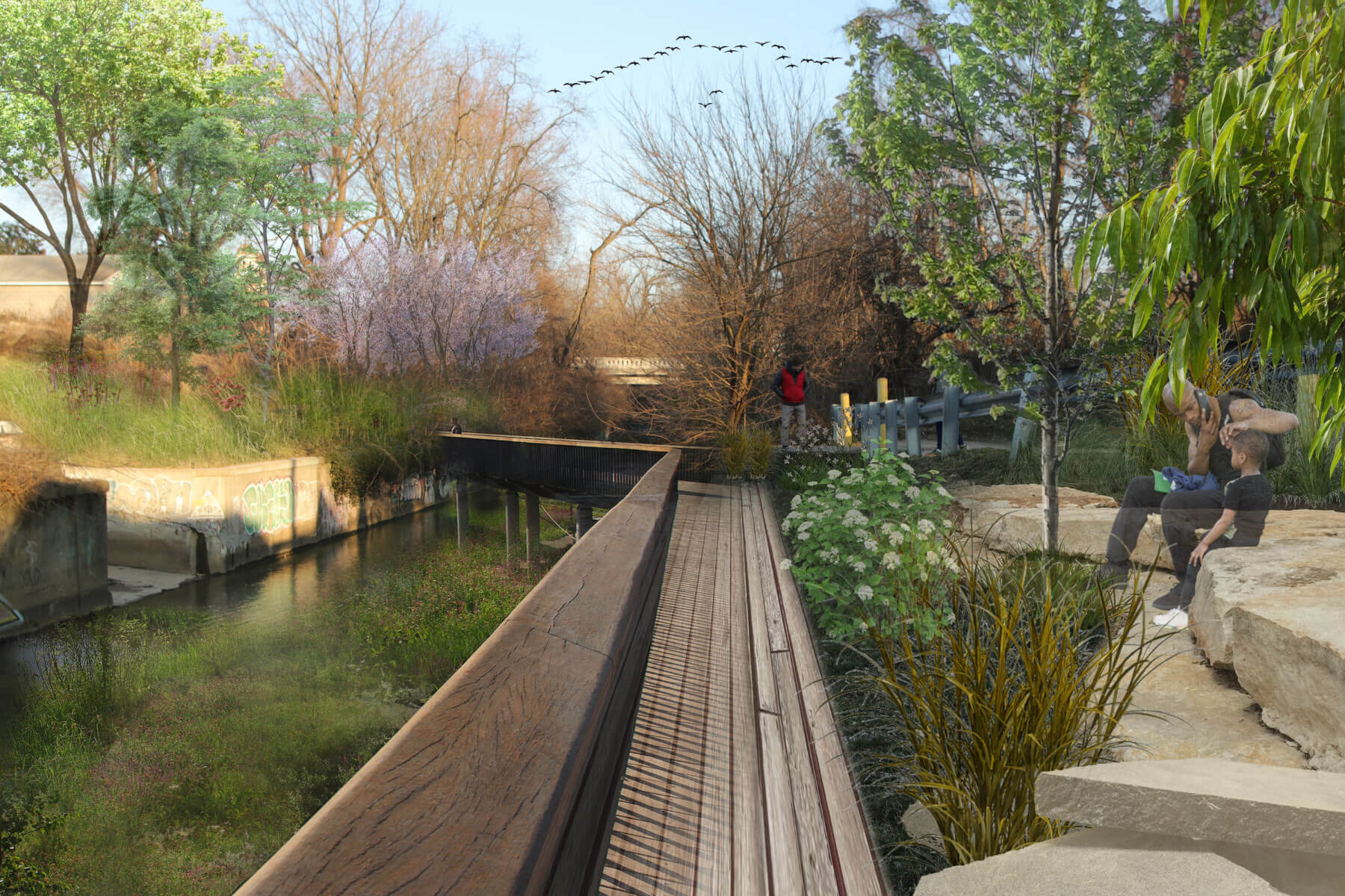 rendering of an overlook along Beargrass Creek