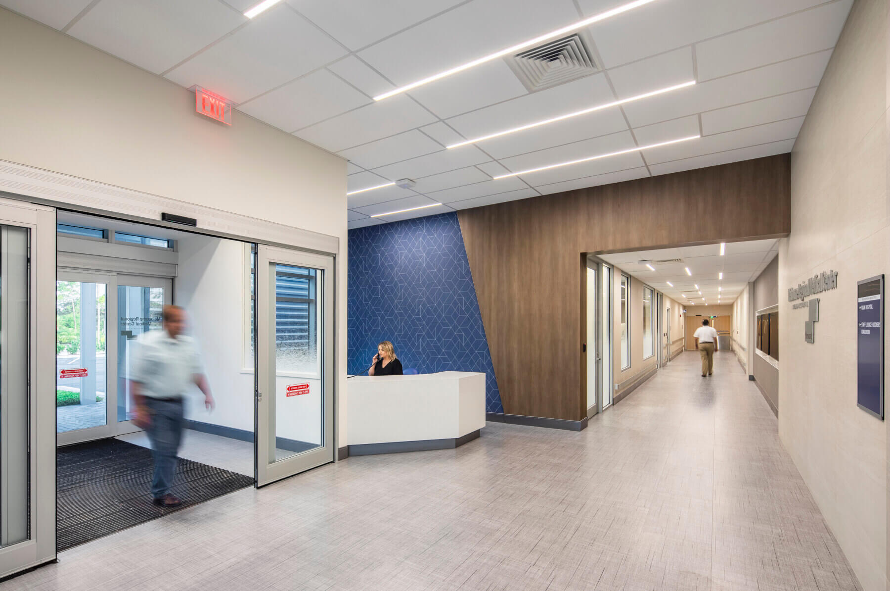 building lobby and reception desk