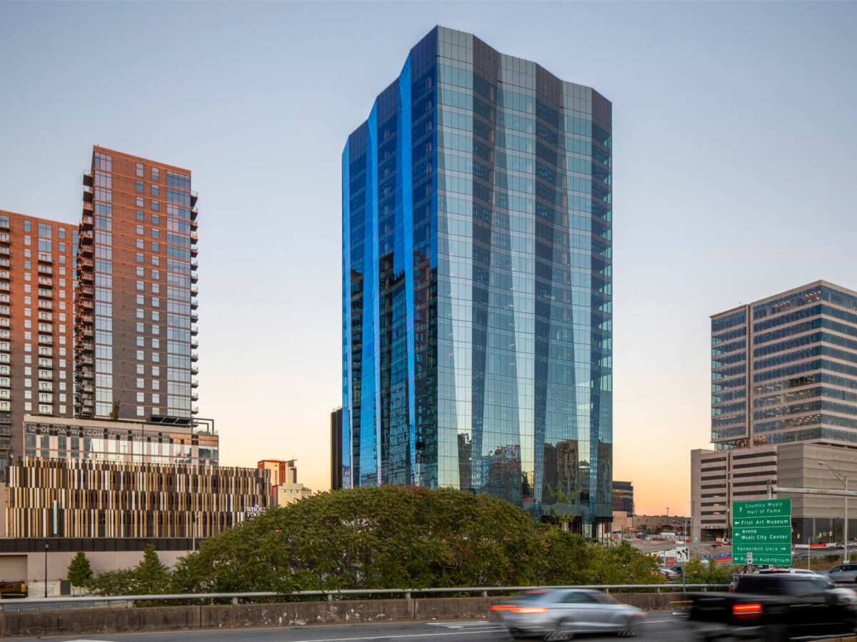 The glass ONE22ONE tower on the Nashville skyline