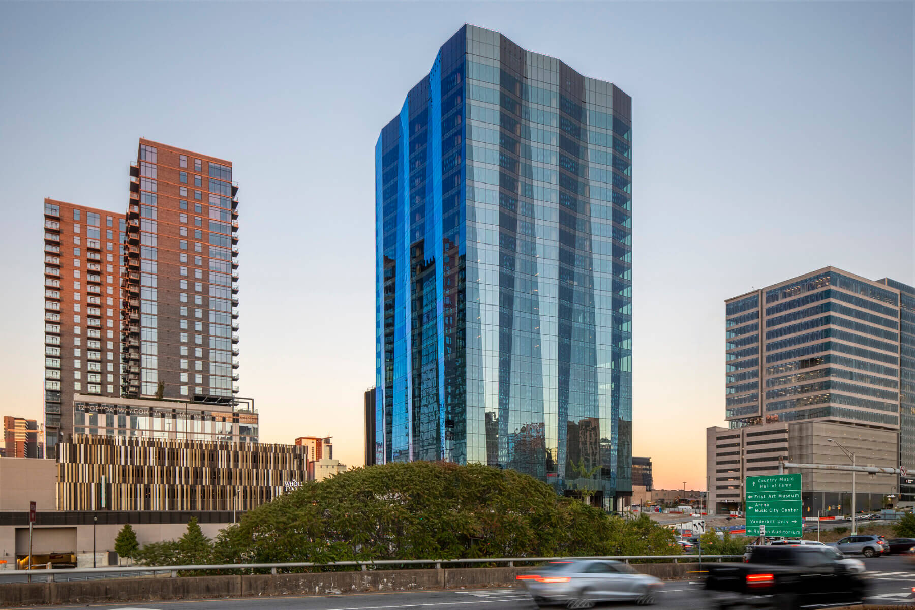 The glass ONE22ONE tower on the Nashville skyline