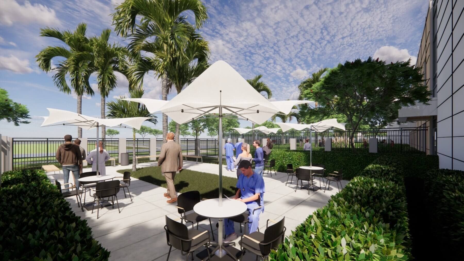 a patio outside the clinic