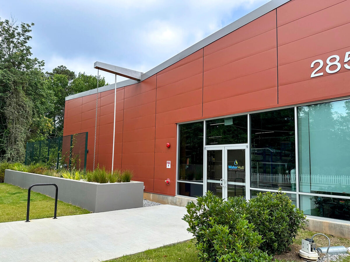 Exterior of building housing a water reclamation system