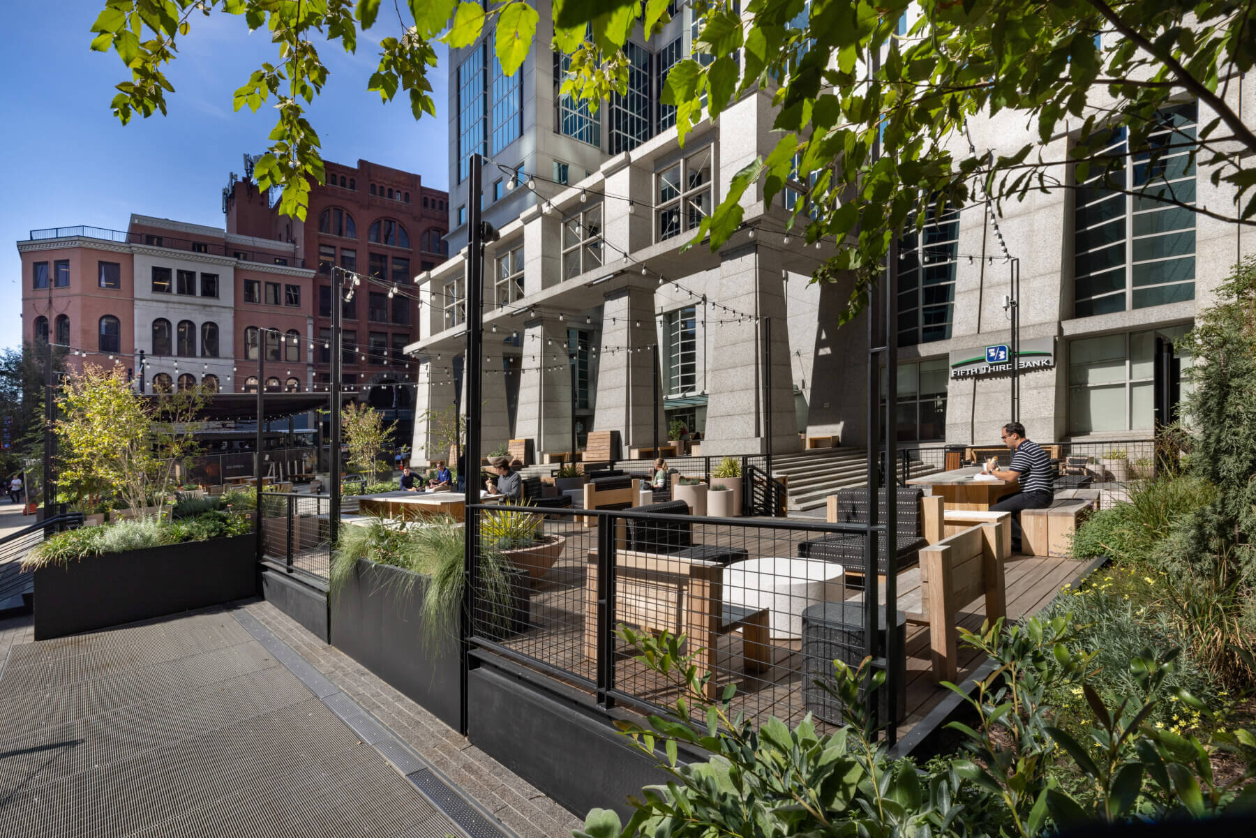 Fifth Third Center Plaza deck with people